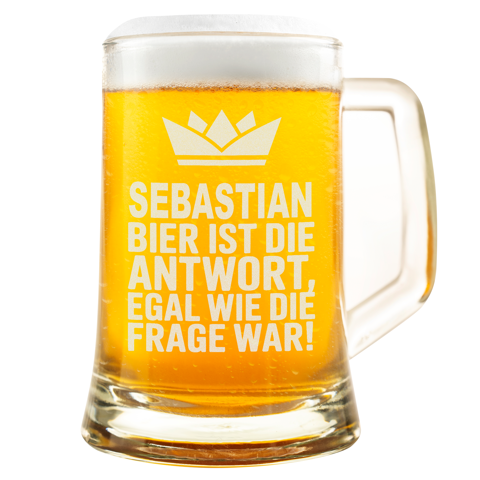 Bierkrug Lustig Bier ist die Antwort Spruch Geschenk für Männer Biertrinker Humor Bierglas Party Geburtstagsgeschenk