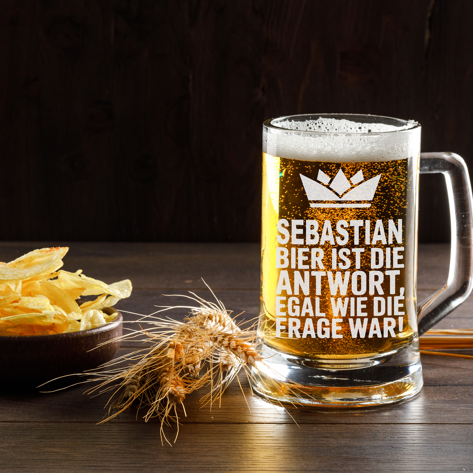 Bierkrug Lustig Bier ist die Antwort Spruch Geschenk für Männer Biertrinker Humor Bierglas Party Geburtstagsgeschenk