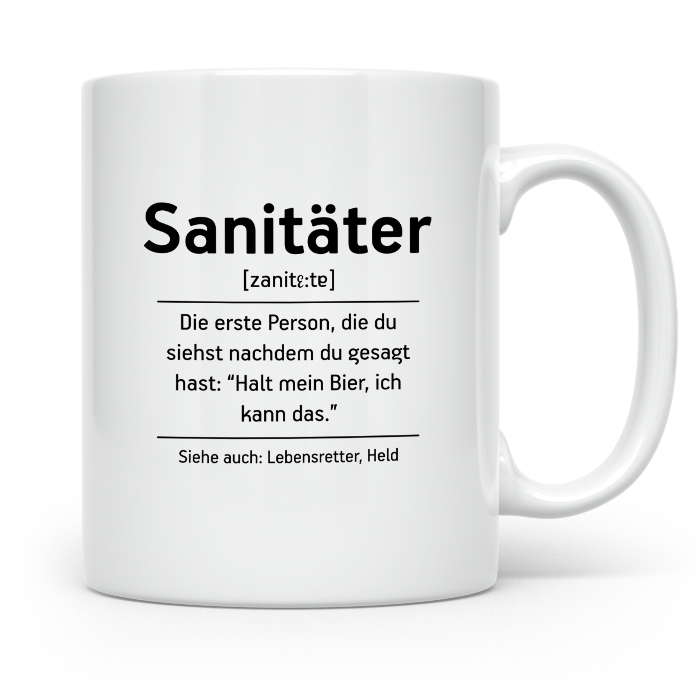 Sanitäter Tasse mit Spruch "Halt mein Bier", Geschenk Rettun – Weiß [farbe:weiß]