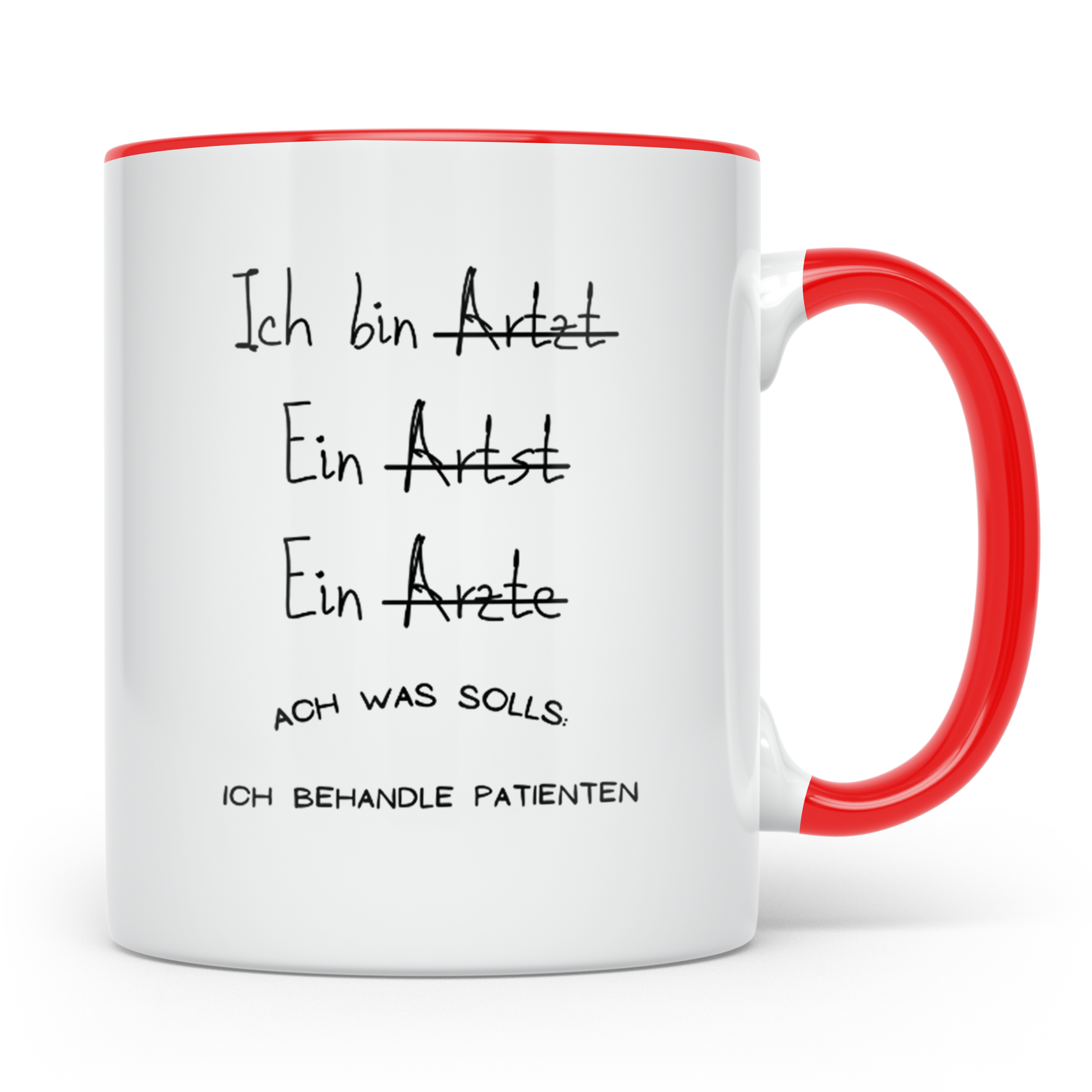 Arzt Tasse Lustiger Spruch Rechtschreibung Kaffeebecher für  – Rot [farbe:rot]