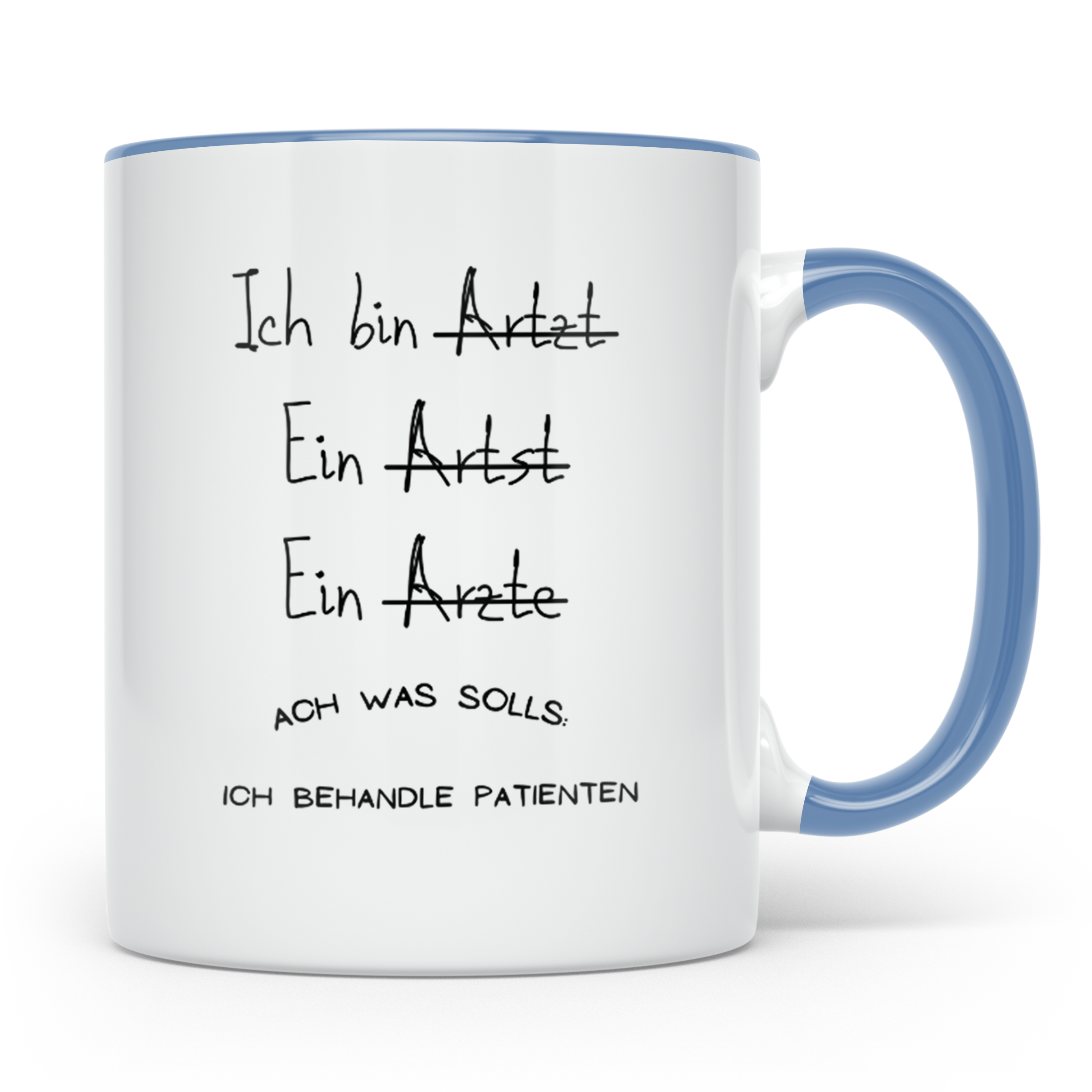 Arzt Tasse Lustiger Spruch Rechtschreibung Kaffeebecher für  – Blau [farbe:blau]