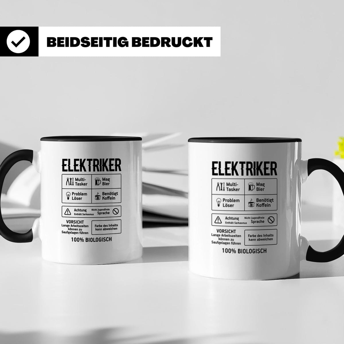 Elektriker Tasse lustig Spruch Kaffee Bier Geschenk für Elek – Schwarz [farbe:schwarz]