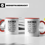 Elektriker Tasse lustig Spruch Kaffee Bier Geschenk für Elek – Rot [farbe:rot]