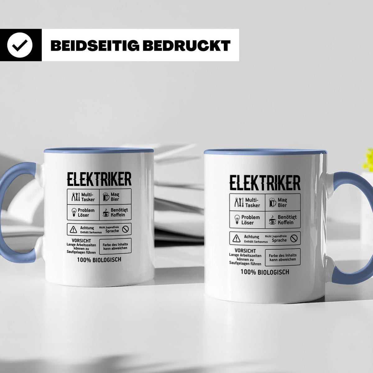 Elektriker Tasse lustig Spruch Kaffee Bier Geschenk für Elek – Blau [farbe:blau]