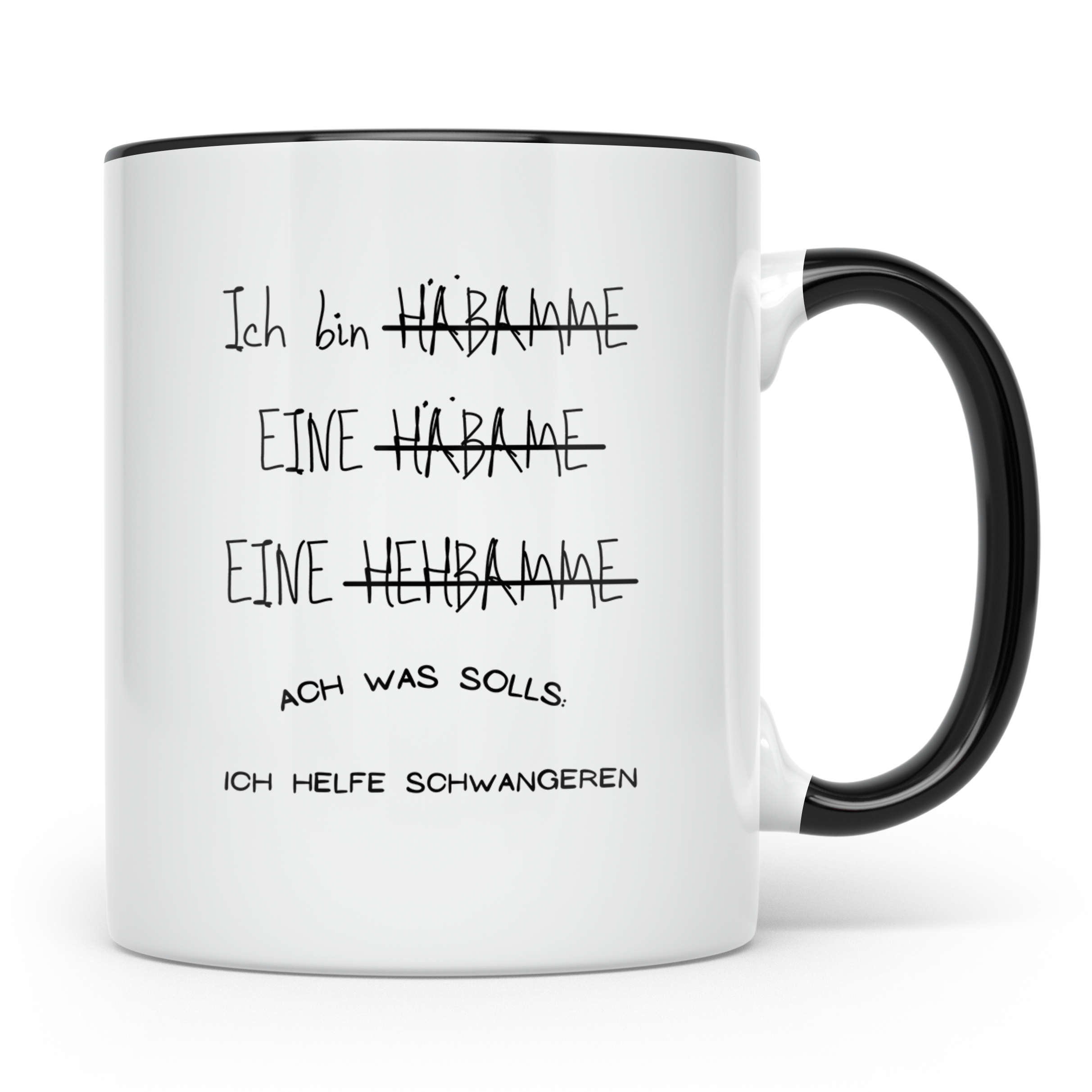 Hebamme Tasse lustig mit Spruch, Geschenk für Geburtshelferi – Schwarz [farbe:schwarz]