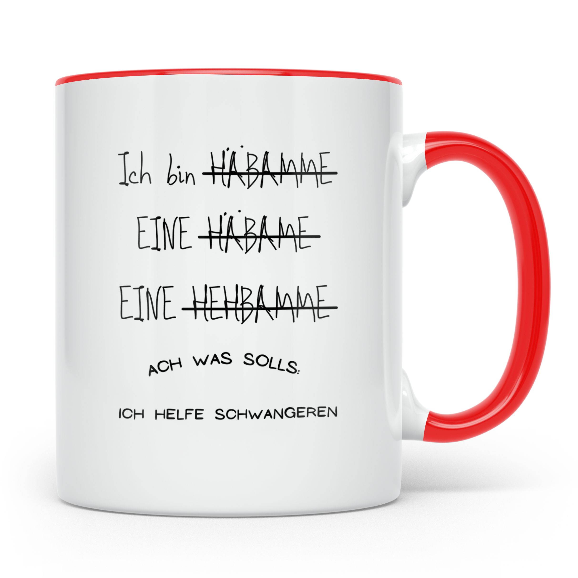Hebamme Tasse lustig mit Spruch, Geschenk für Geburtshelferi – Rot [farbe:rot]