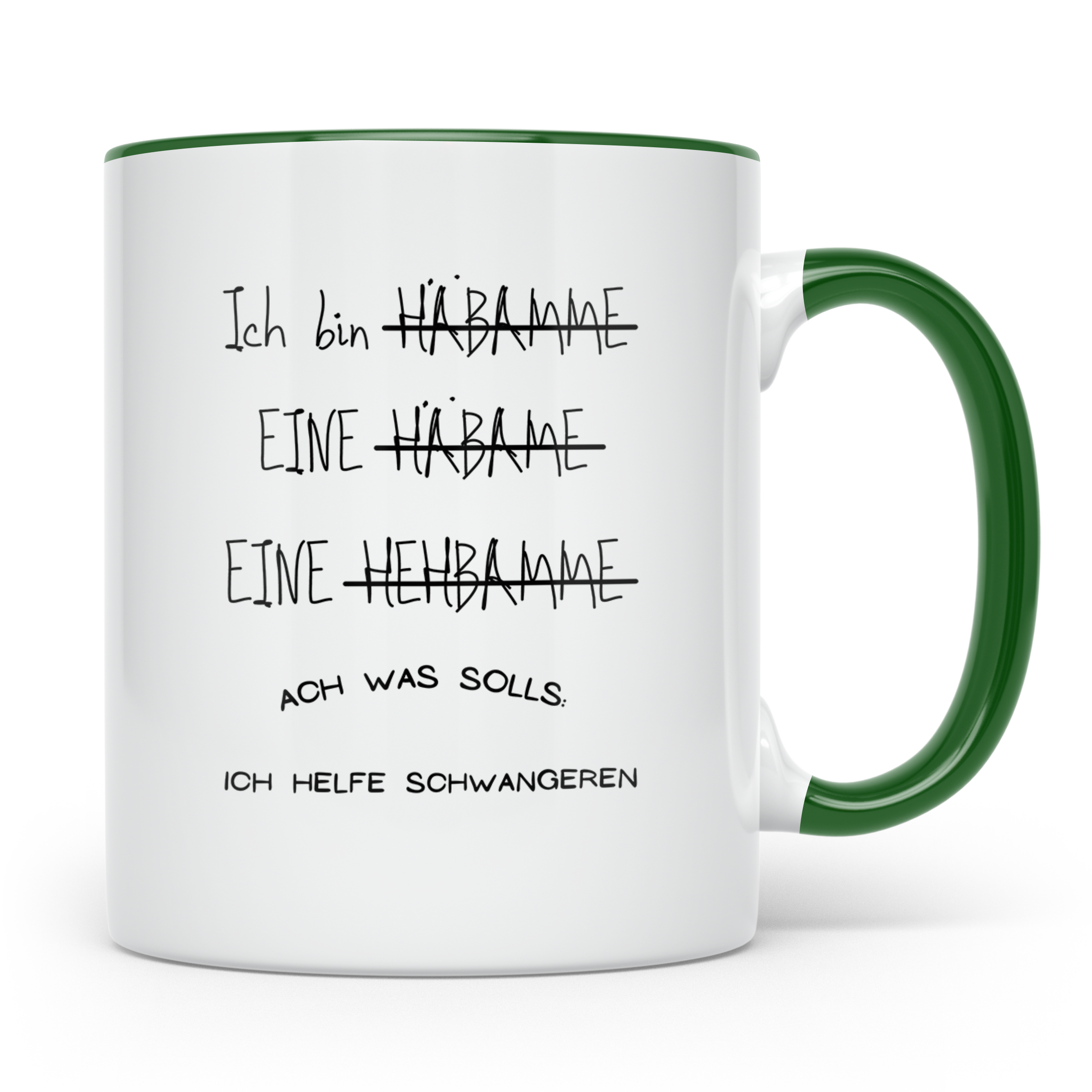 Hebamme Tasse lustig mit Spruch, Geschenk für Geburtshelferi – Grün [farbe:grün]