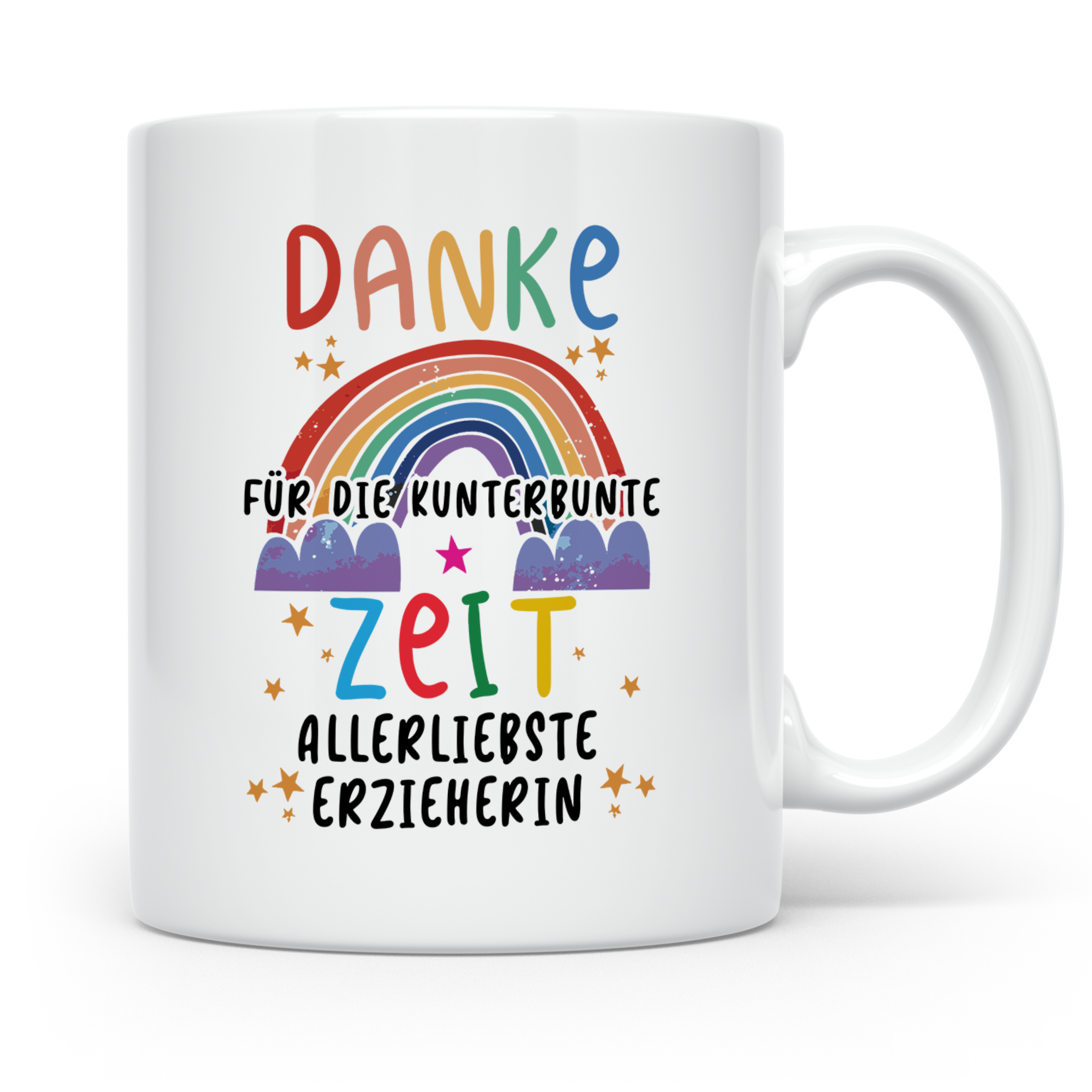 Erzieherin Tasse Danke für die kunterbunte Zeit Regenbogen G – Weiß [farbe:weiß]