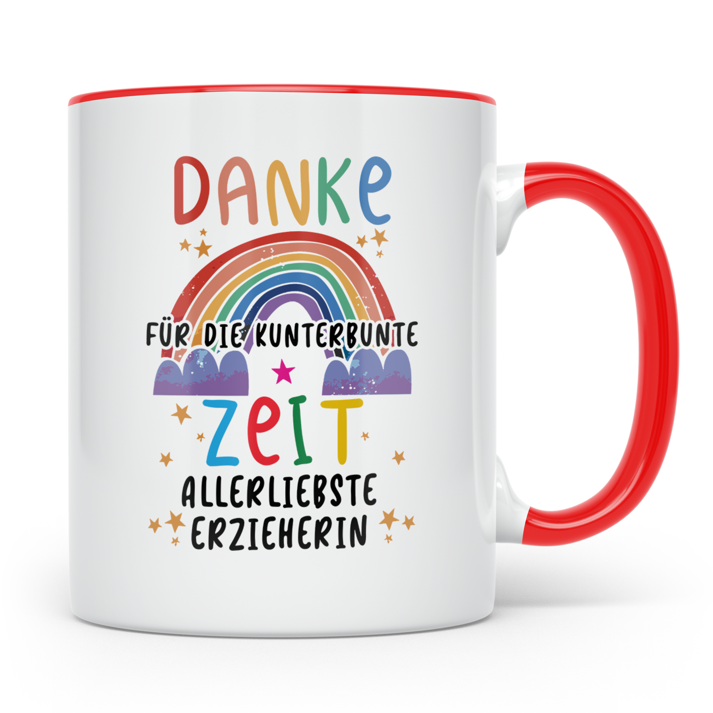 Erzieherin Tasse Danke für die kunterbunte Zeit Regenbogen G – Rot [farbe:rot]