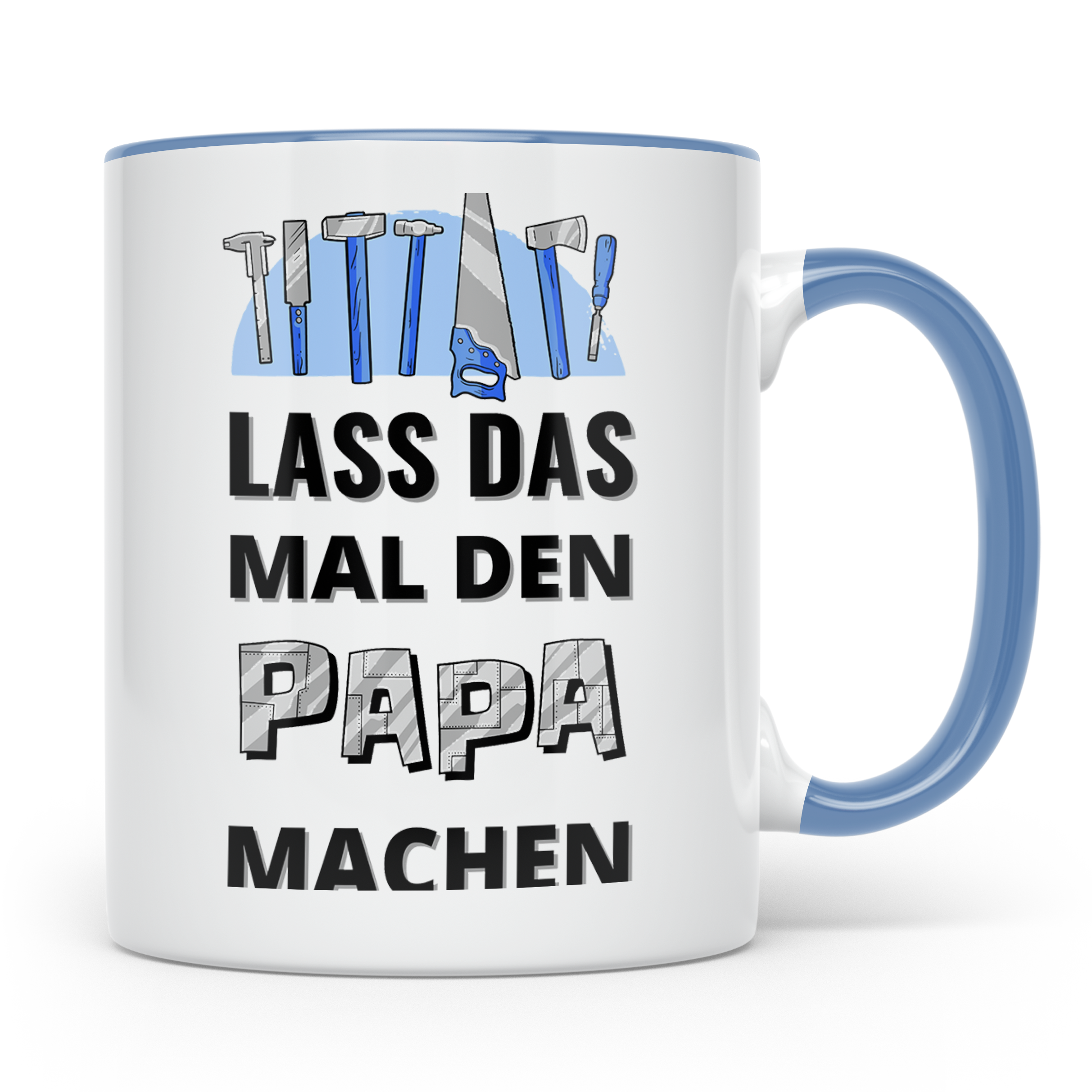 Papa Tasse 'Lass das mal den Papa machen' Geschenk für Heimw – Blau [farbe:blau]