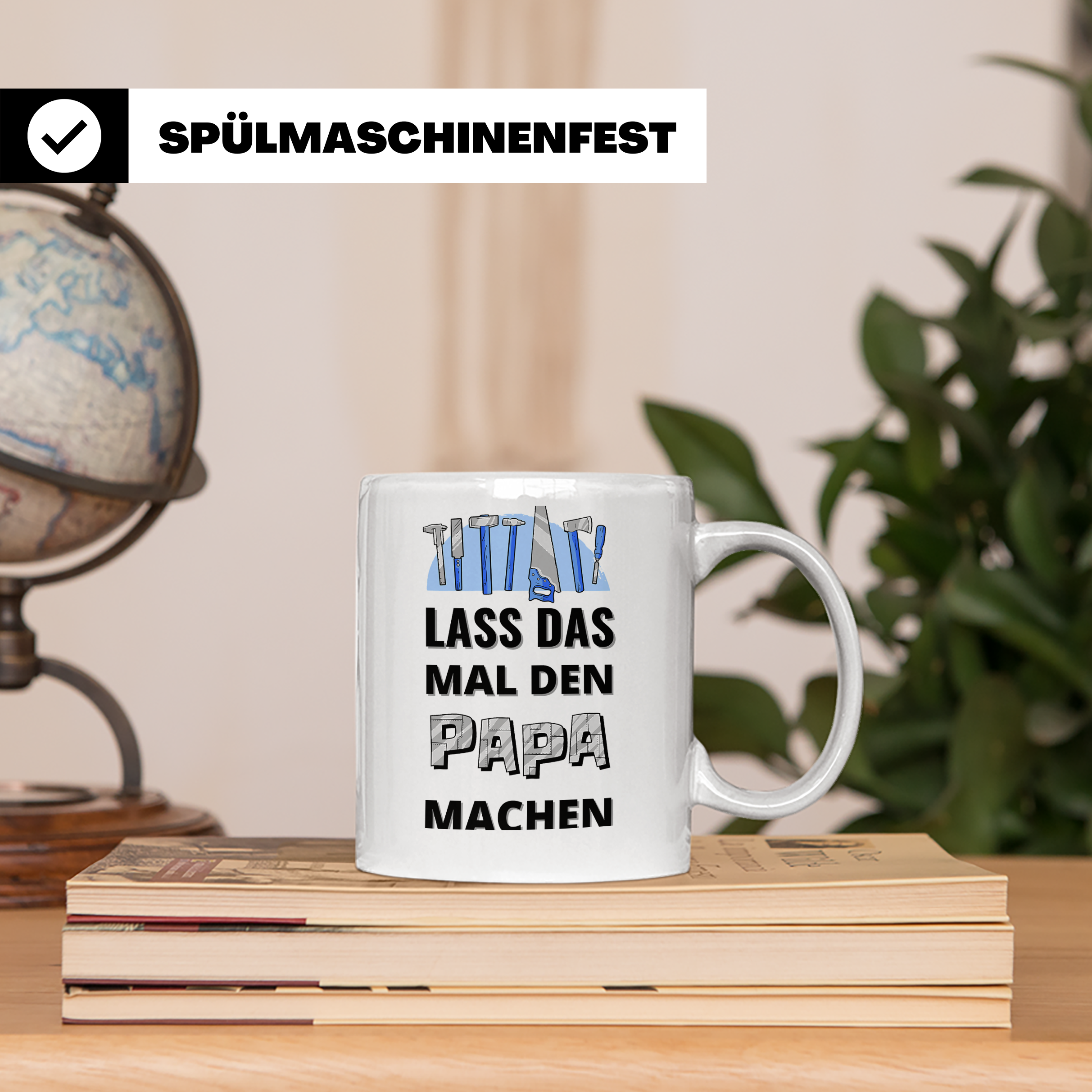 Papa Tasse 'Lass das mal den Papa machen' Geschenk für Heimw – Weiß [farbe:weiß]