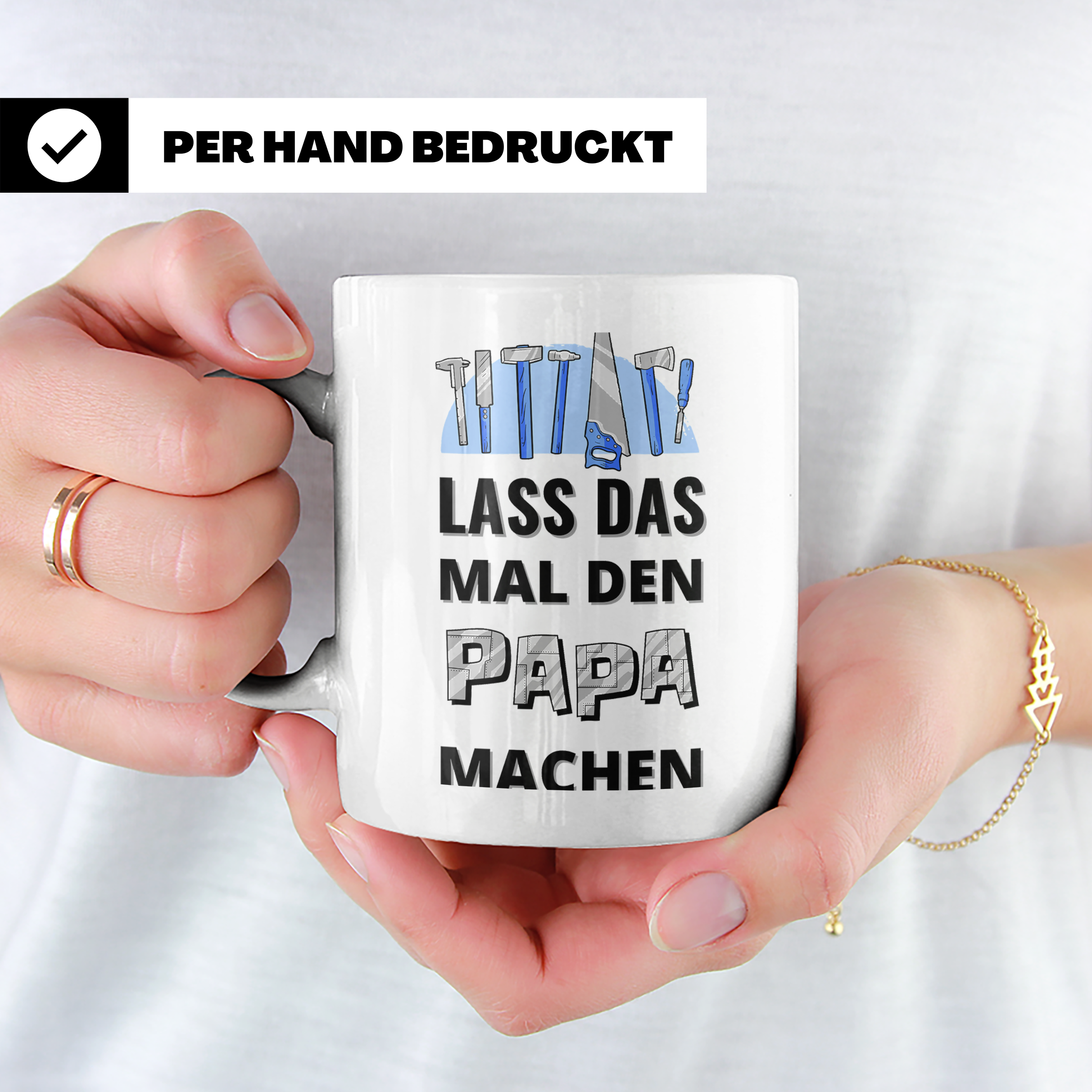 Papa Tasse 'Lass das mal den Papa machen' Geschenk für Heimw – Weiß [farbe:weiß]