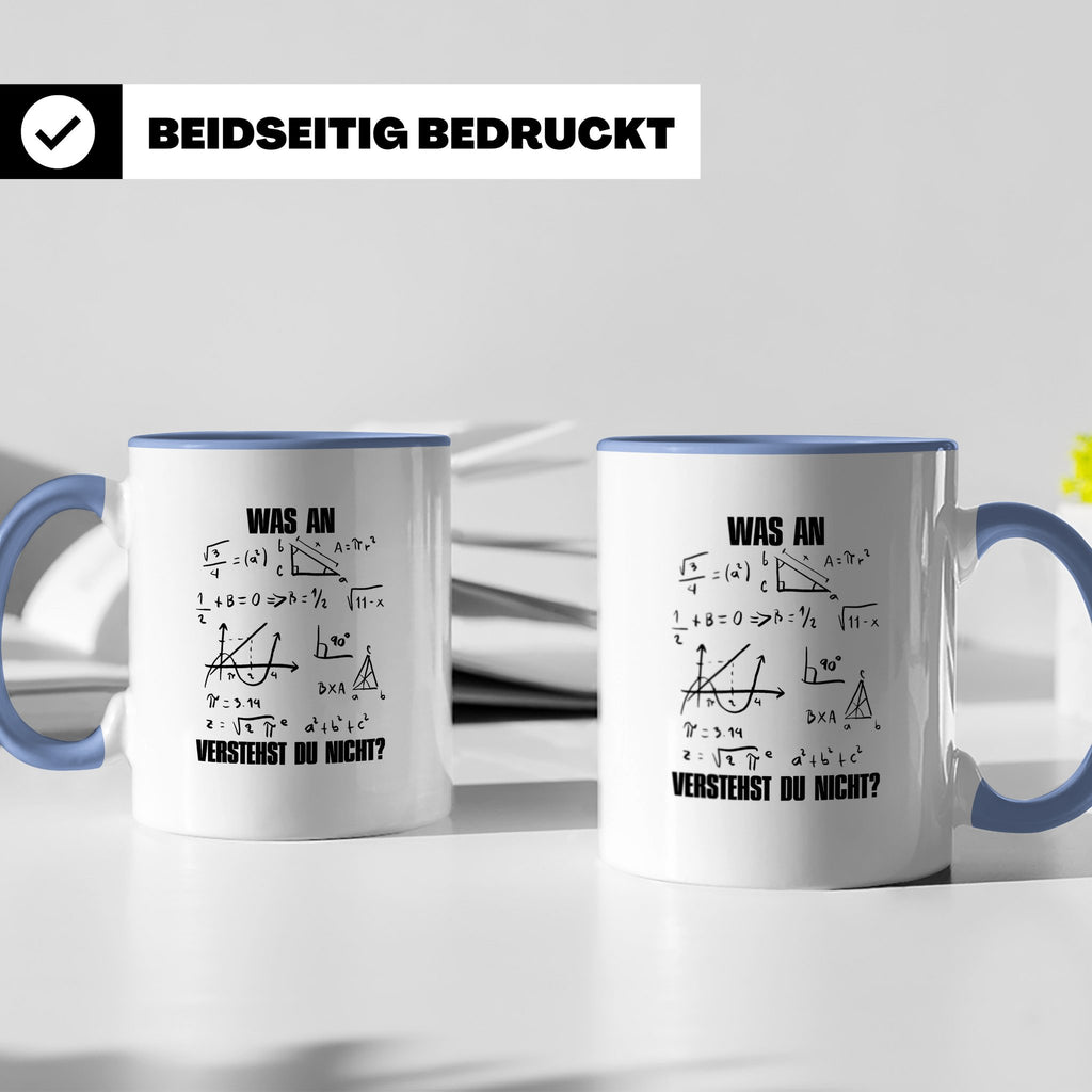 Mathe Tasse Was verstehst du nicht? Lustiger Spruch für Math – Blau [farbe:blau]