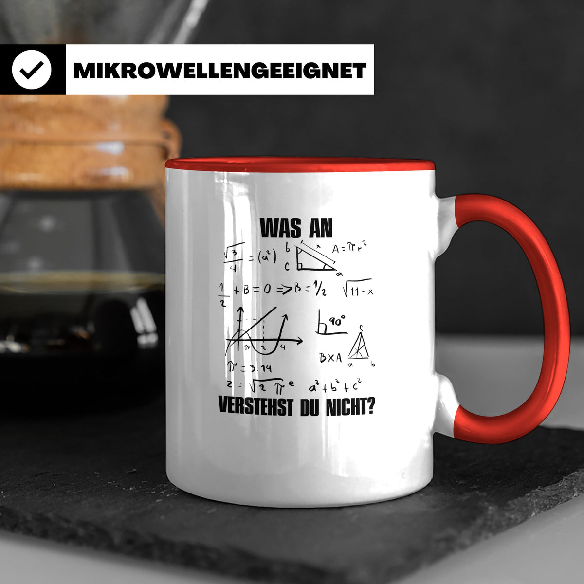 Mathe Tasse Was verstehst du nicht? Lustiger Spruch für Math – Rot [farbe:rot]