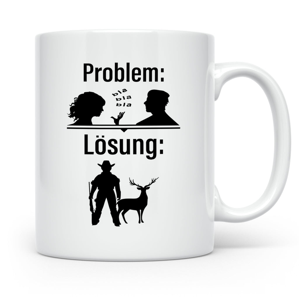Jäger Tasse Problem Lösung lustiger Spruch Jagdgeschenk für  – Weiß [farbe:weiß]