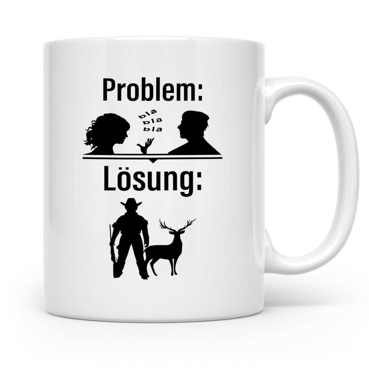 Jäger Tasse Problem Lösung lustiger Spruch Jagdgeschenk für  – Weiß [farbe:weiß]