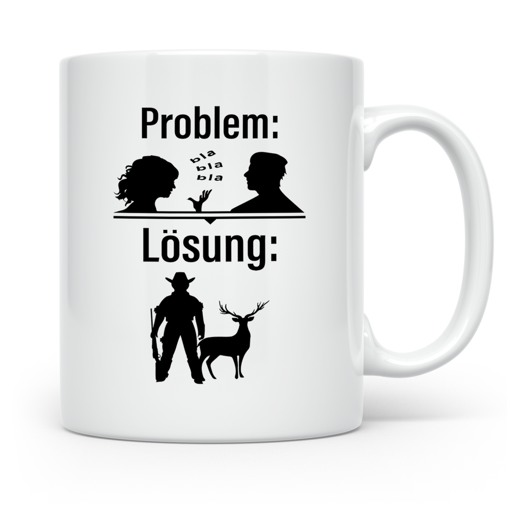 Jäger Tasse Problem Lösung lustiger Spruch Jagdgeschenk für  – Weiß [farbe:weiß]