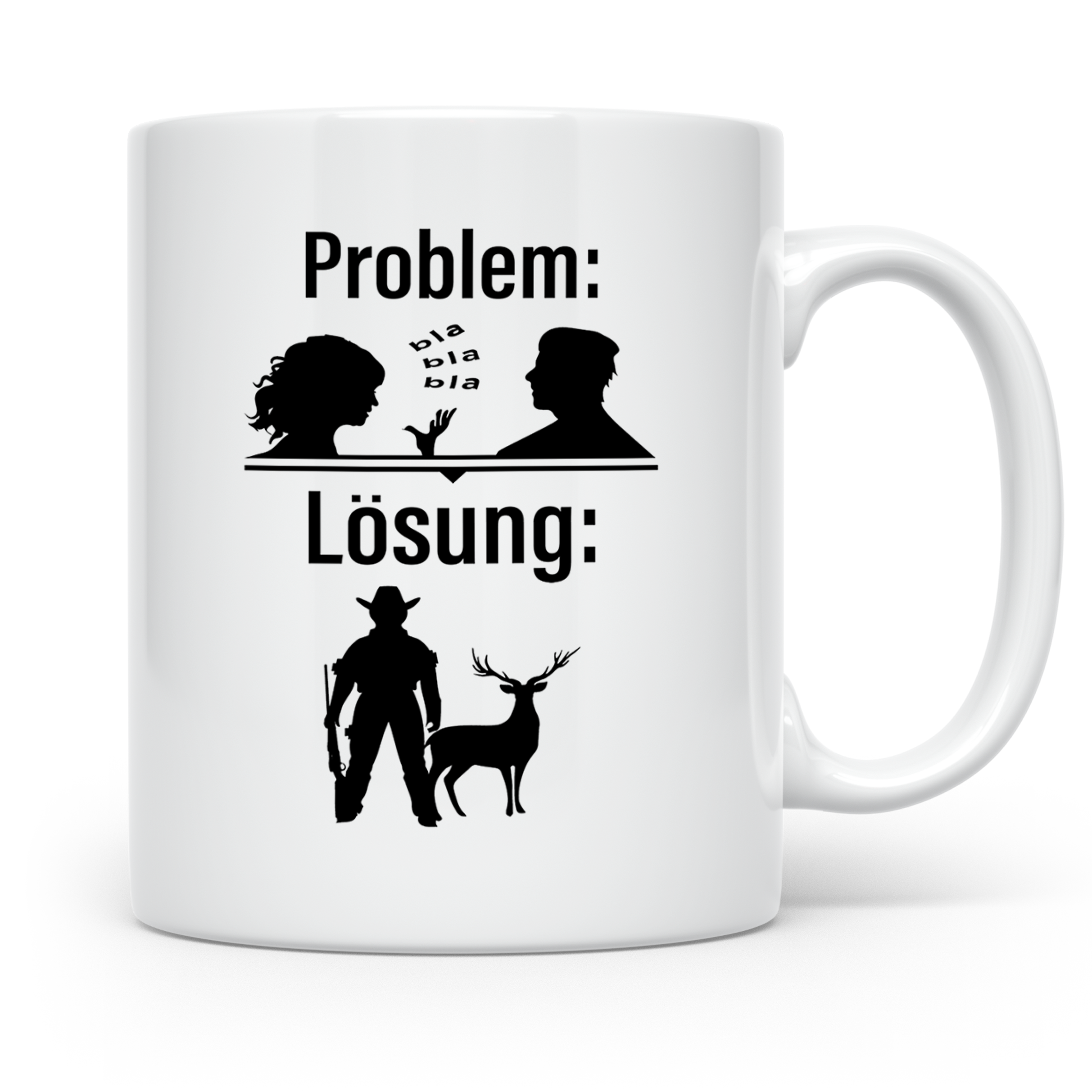 Jäger Tasse Problem Lösung lustiger Spruch Jagdgeschenk für  – Weiß [farbe:weiß]