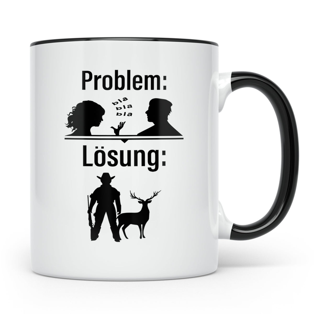 Jäger Tasse Problem Lösung lustiger Spruch Jagdgeschenk für  – Schwarz [farbe:schwarz]