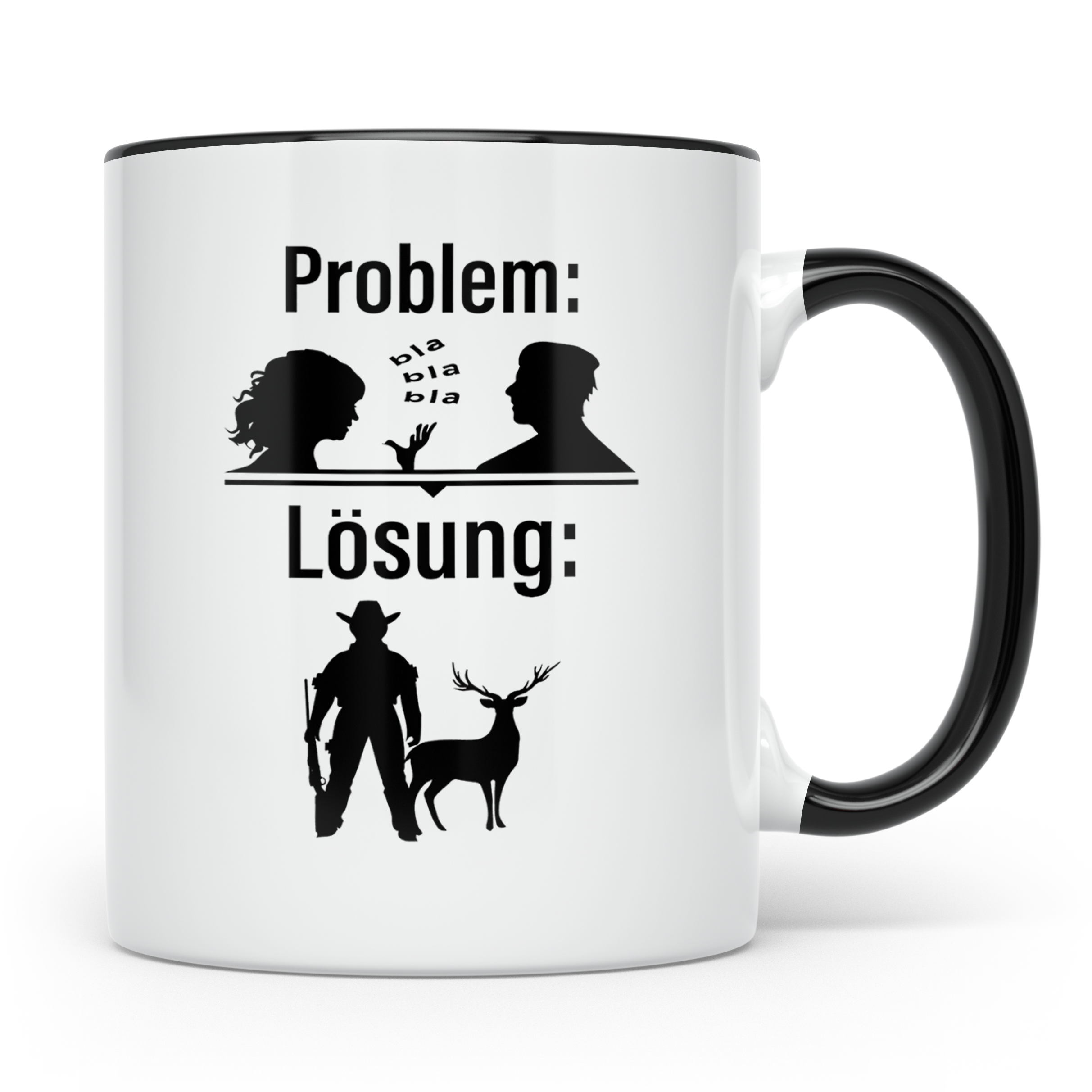 Jäger Tasse Problem Lösung lustiger Spruch Jagdgeschenk für  – Schwarz [farbe:schwarz]