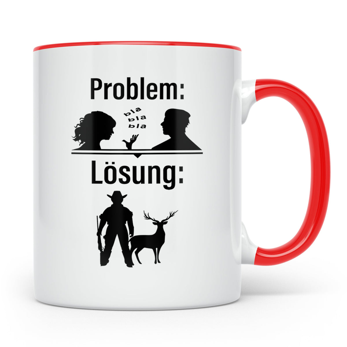 Jäger Tasse Problem Lösung lustiger Spruch Jagdgeschenk für  – Rot [farbe:rot]