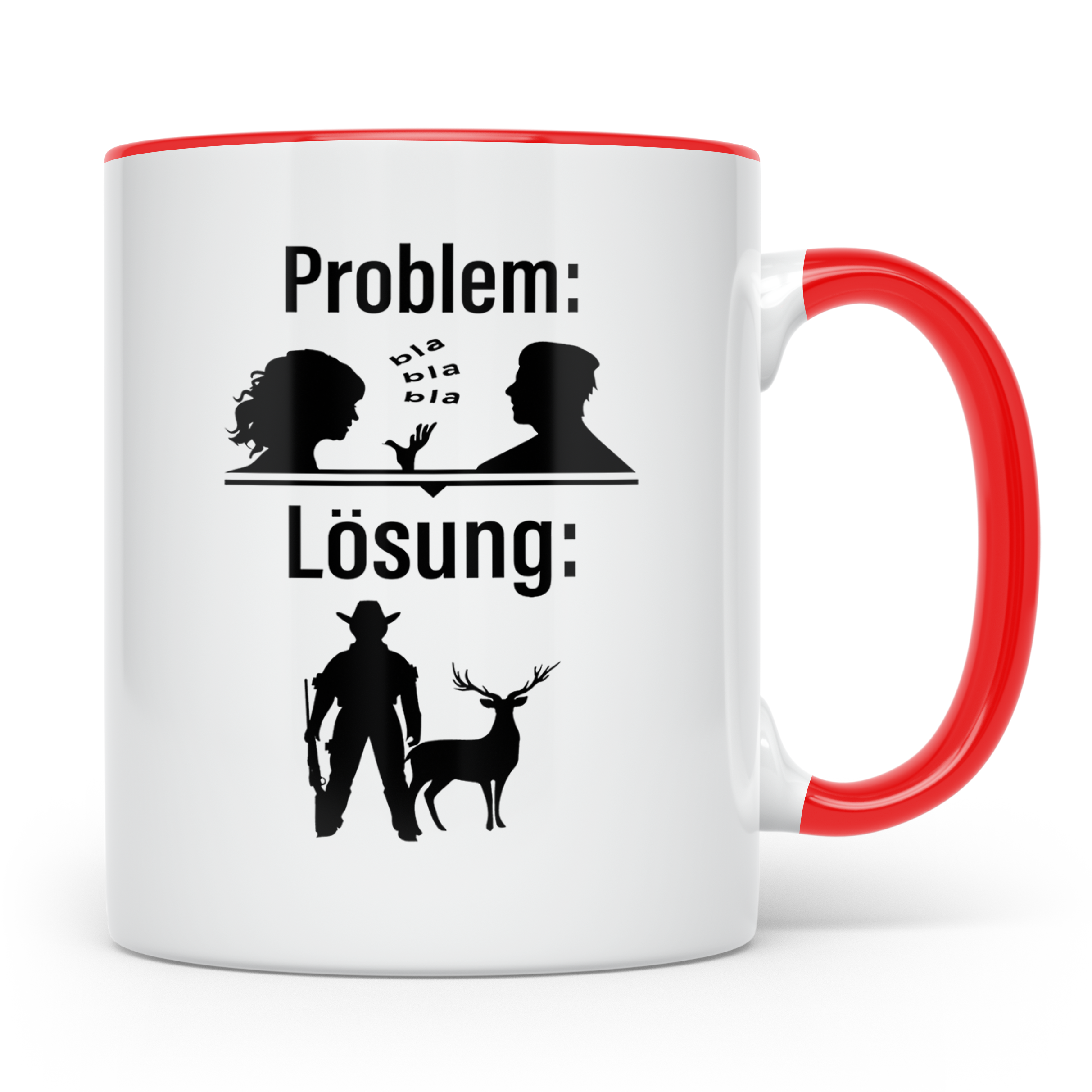 Jäger Tasse Problem Lösung lustiger Spruch Jagdgeschenk für  – Rot [farbe:rot]