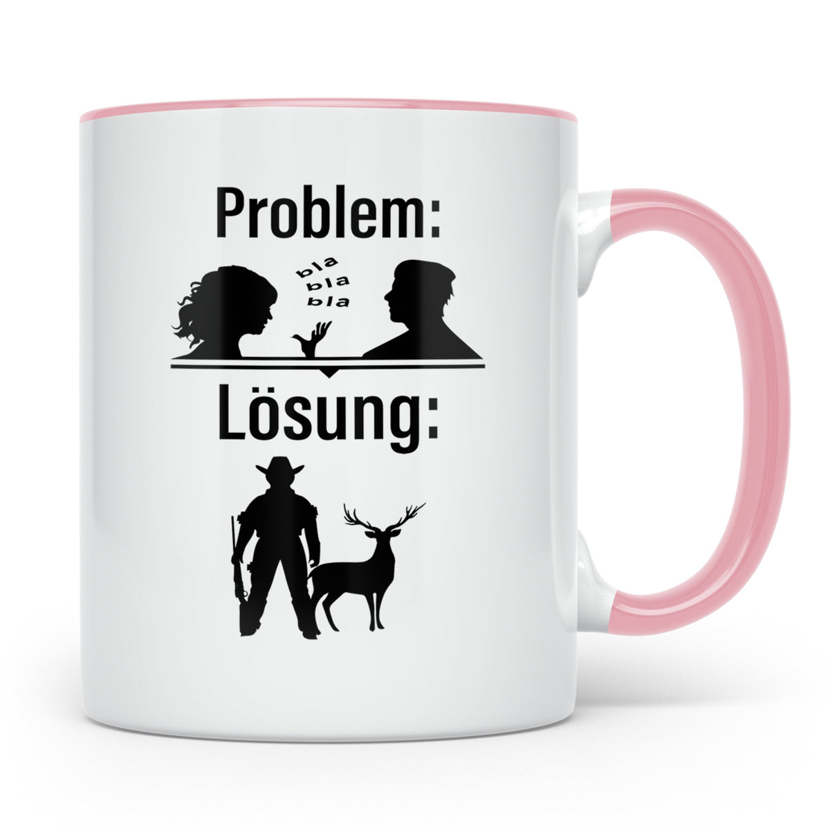 Jäger Tasse Problem Lösung lustiger Spruch Jagdgeschenk für  – Rosa [farbe:rosa]