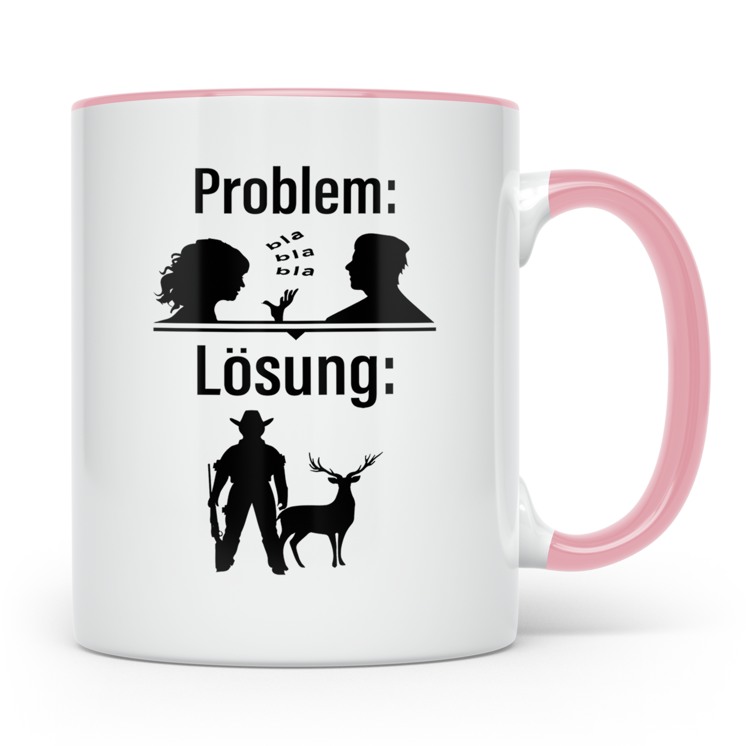 Jäger Tasse Problem Lösung lustiger Spruch Jagdgeschenk für  – Rosa [farbe:rosa]
