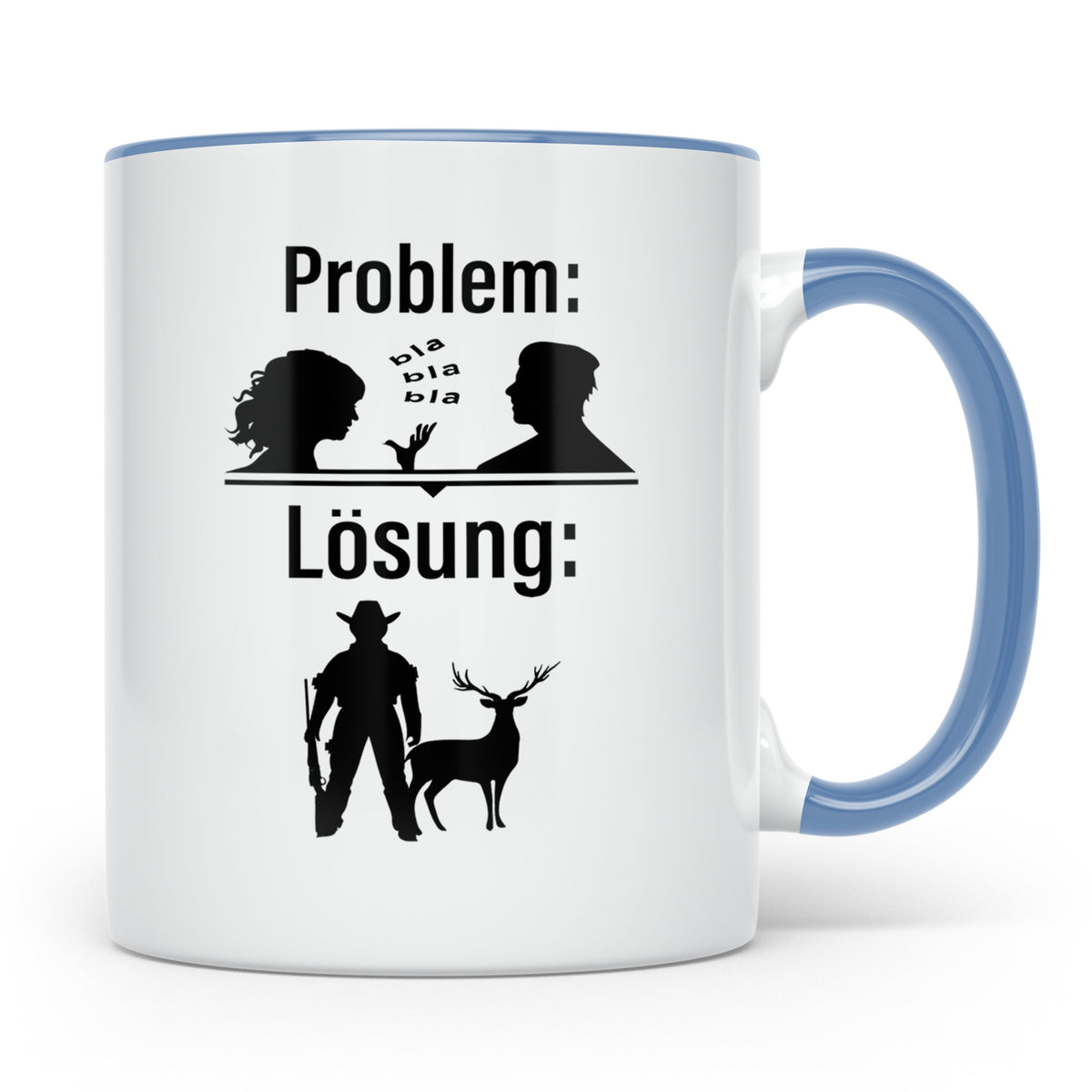 Jäger Tasse Problem Lösung lustiger Spruch Jagdgeschenk für  – Blau [farbe:blau]