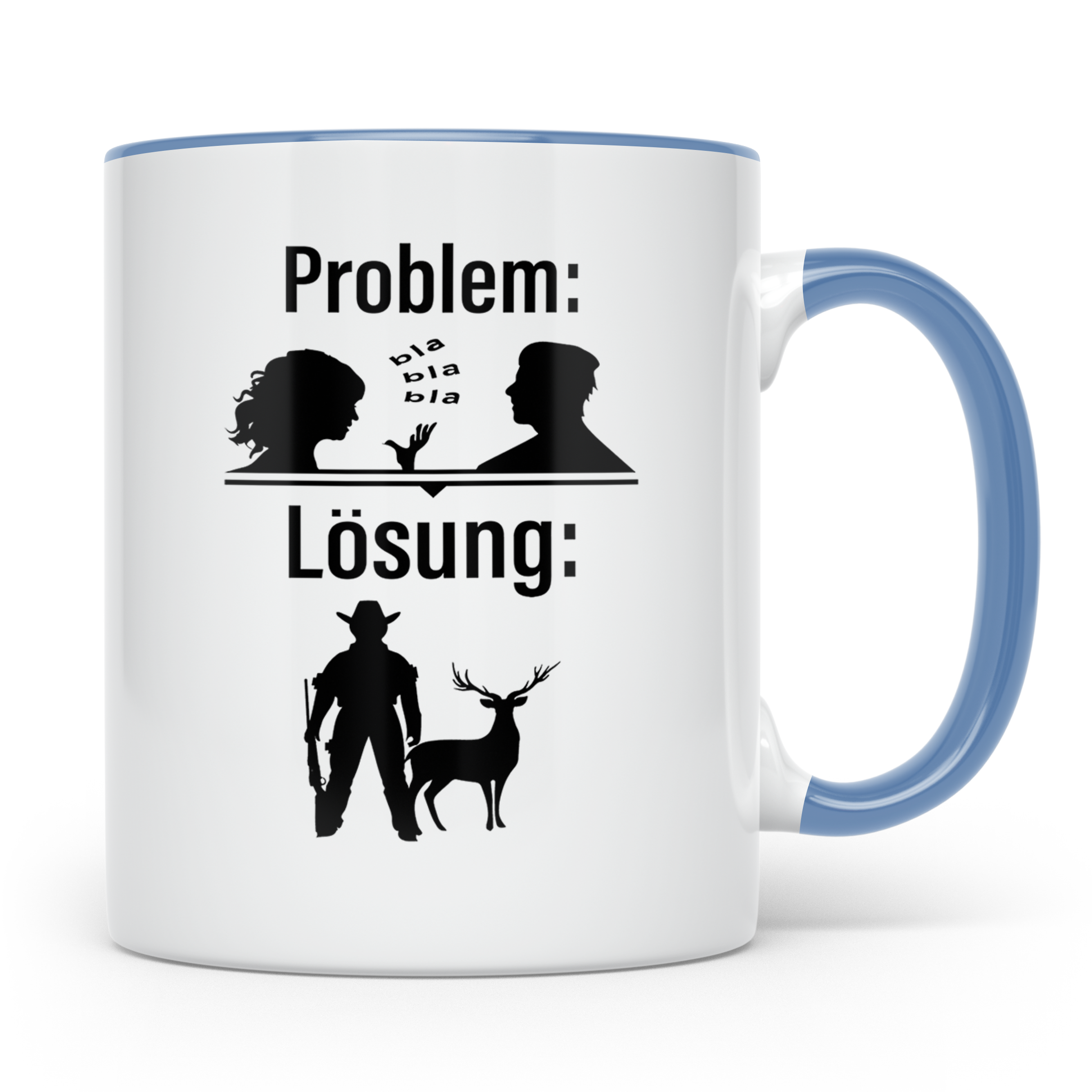 Jäger Tasse Problem Lösung lustiger Spruch Jagdgeschenk für  – Blau [farbe:blau]