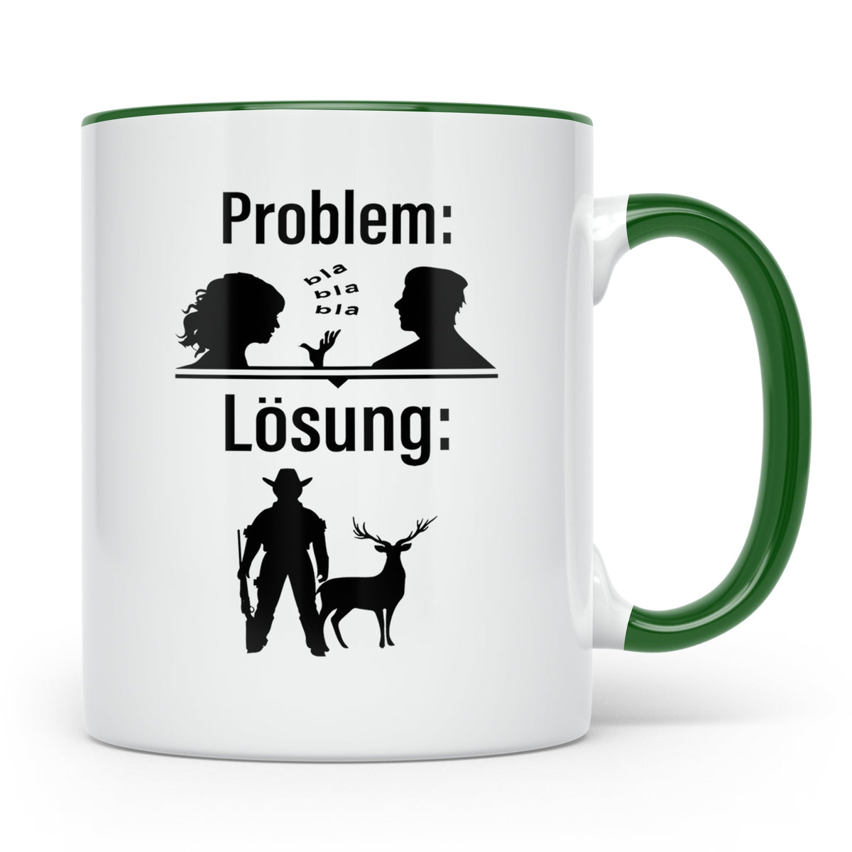 Jäger Tasse Problem Lösung lustiger Spruch Jagdgeschenk für  – Grün [farbe:grün]