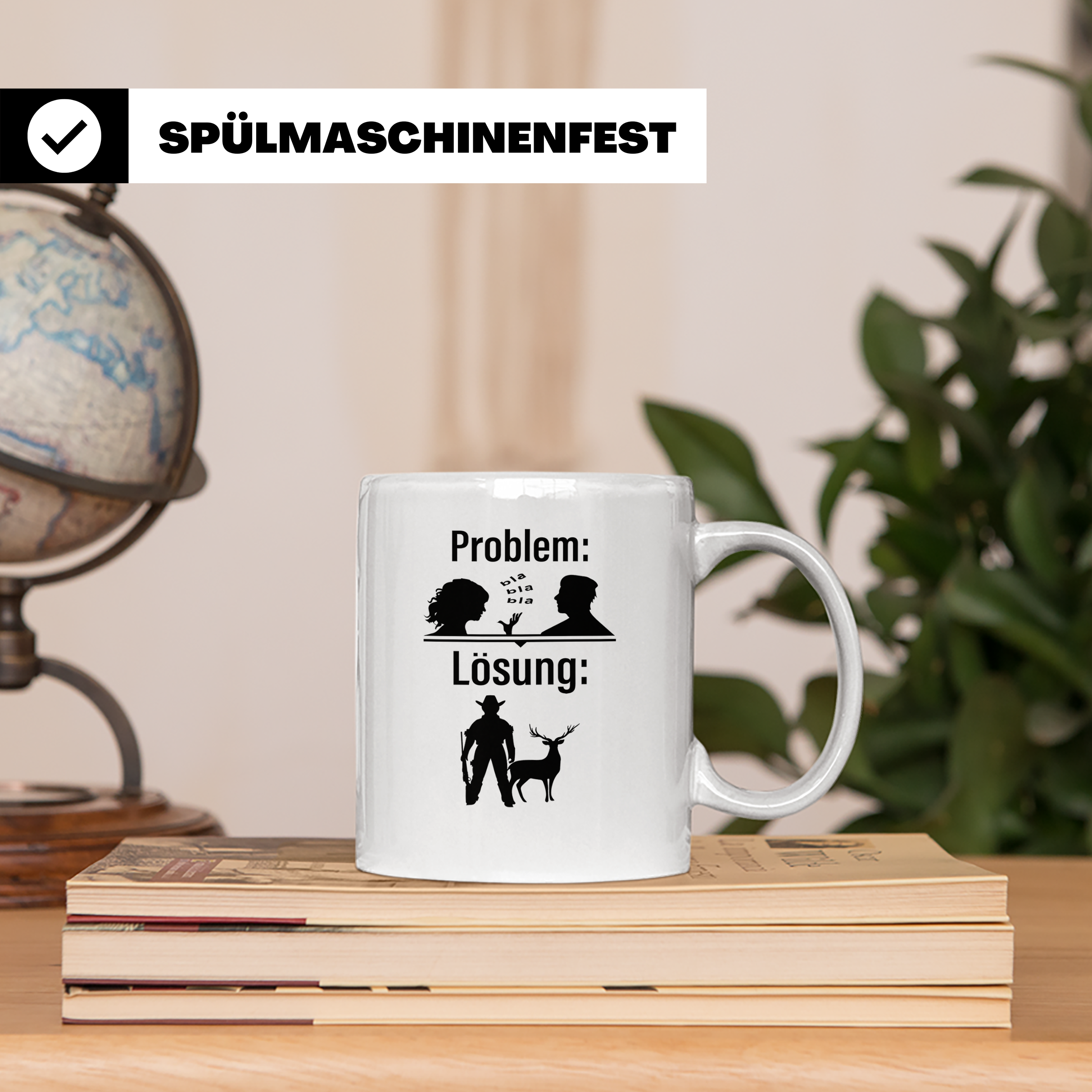 Jäger Tasse Problem Lösung lustiger Spruch Jagdgeschenk für  – Weiß [farbe:weiß]