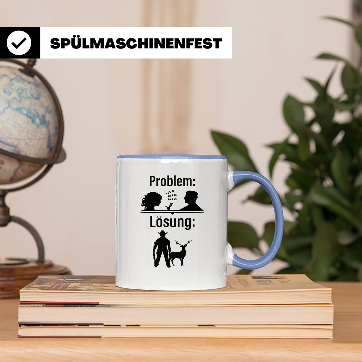 Jäger Tasse Problem Lösung lustiger Spruch Jagdgeschenk für  – Blau [farbe:blau]