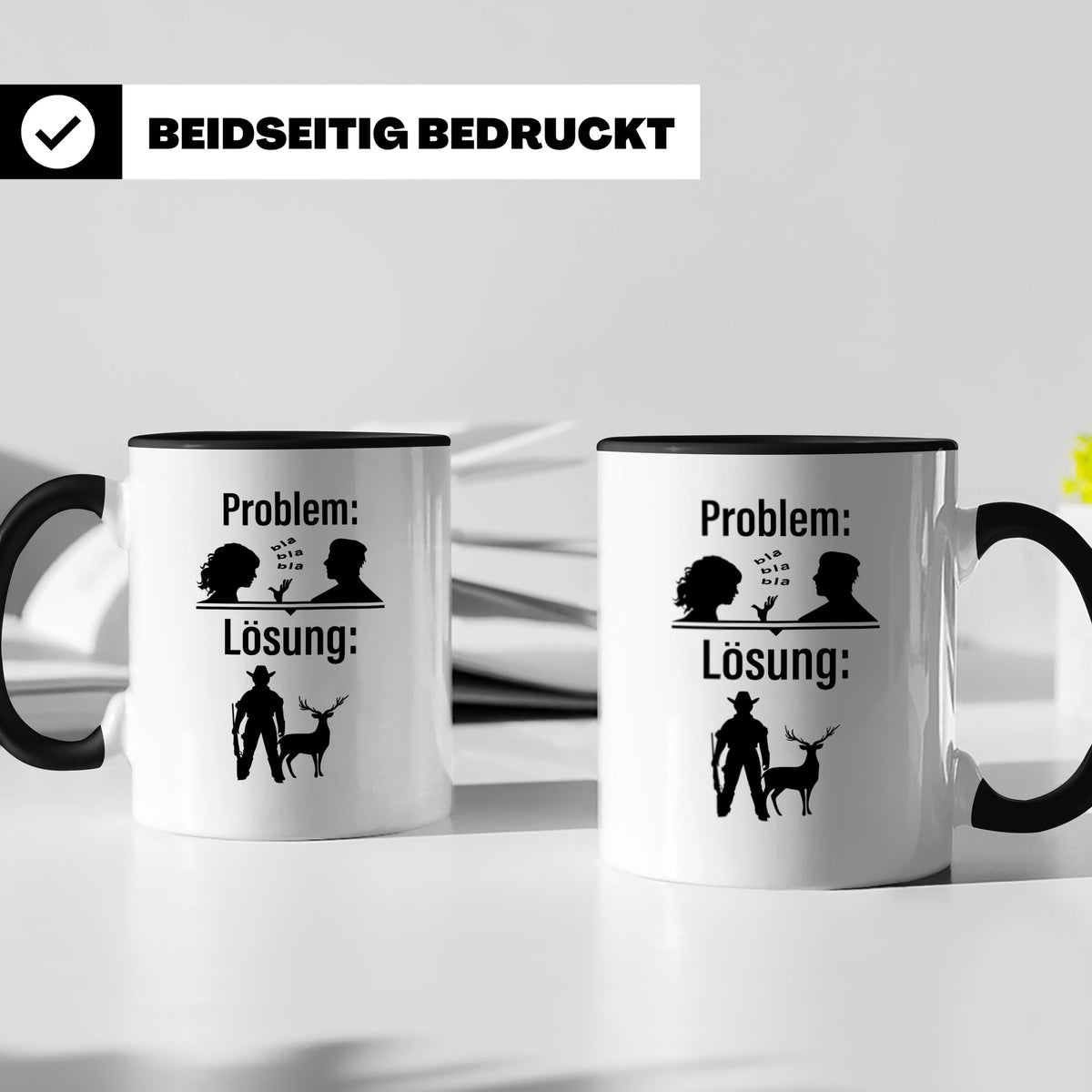 Jäger Tasse Problem Lösung lustiger Spruch Jagdgeschenk für  – Schwarz [farbe:schwarz]
