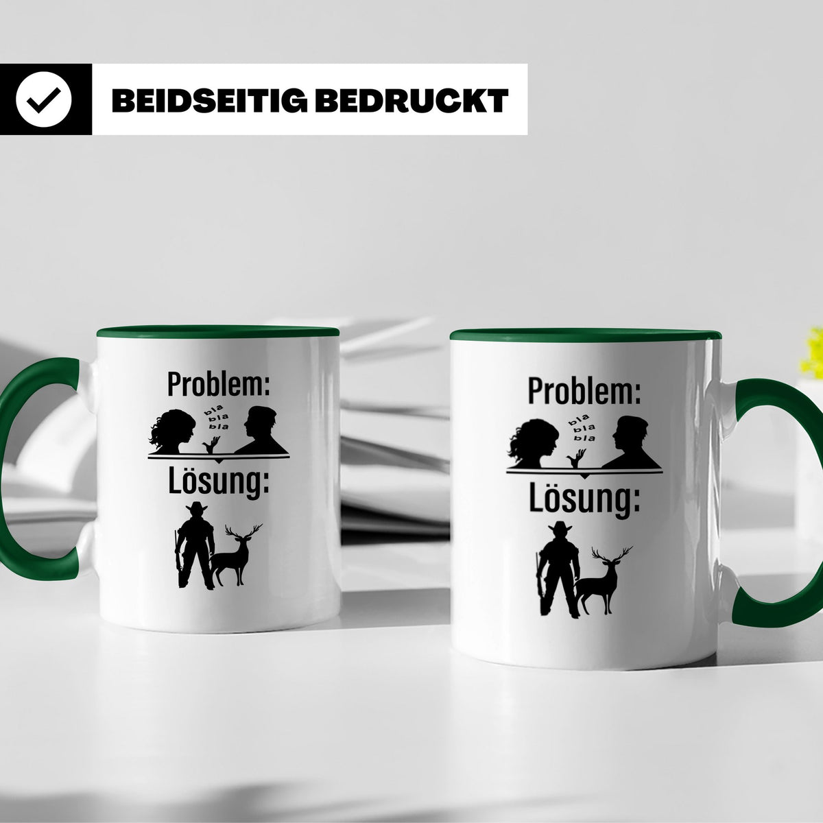Jäger Tasse Problem Lösung lustiger Spruch Jagdgeschenk für  – Grün [farbe:grün]