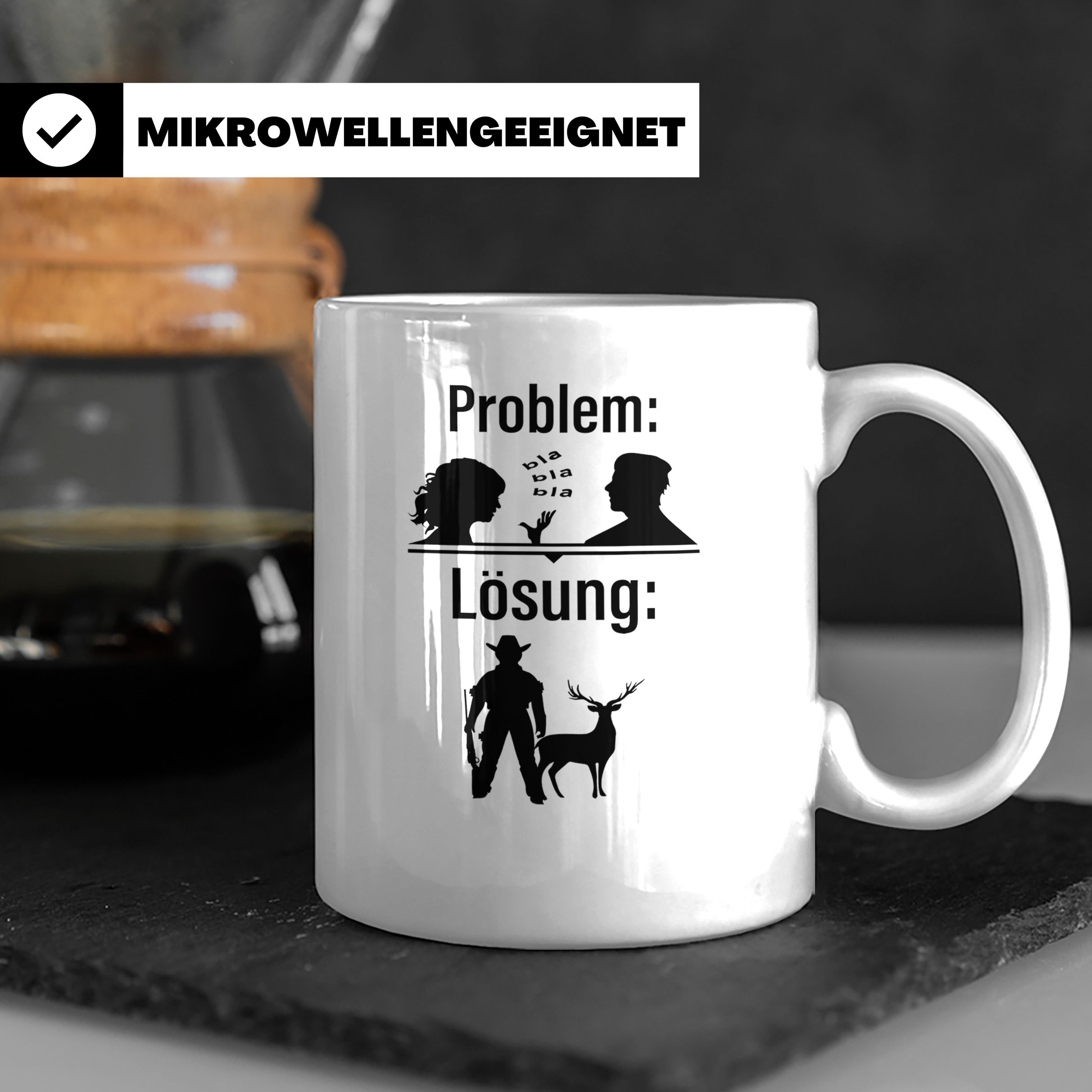 Jäger Tasse Problem Lösung lustiger Spruch Jagdgeschenk für  – Weiß [farbe:weiß]