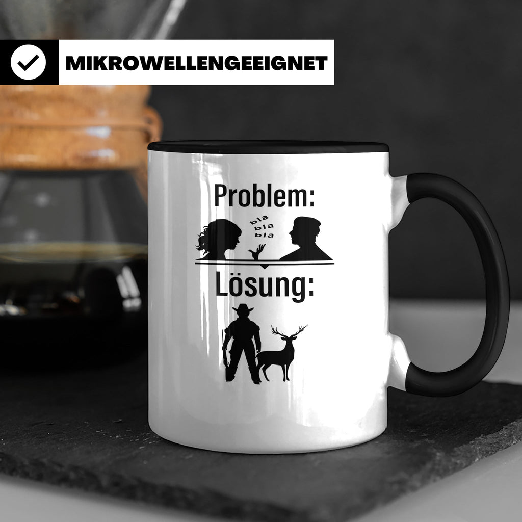 Jäger Tasse Problem Lösung lustiger Spruch Jagdgeschenk für  – Schwarz [farbe:schwarz]