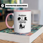 Jäger Tasse Problem Lösung lustiger Spruch Jagdgeschenk für  – Rosa [farbe:rosa]