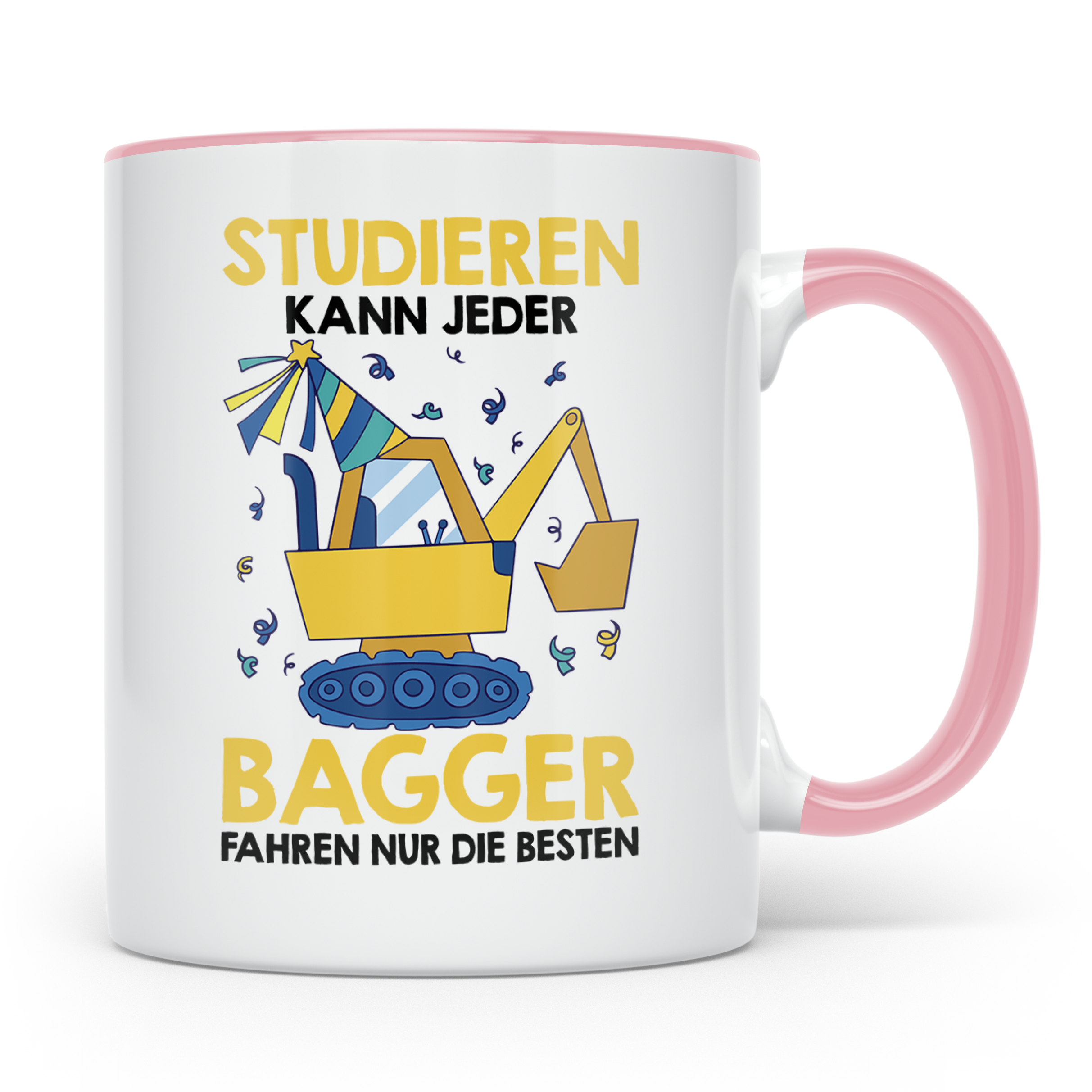 Baggerfahrer Tasse mit Spruch Bagger fahren nur die Besten,  – Rosa [farbe:rosa]