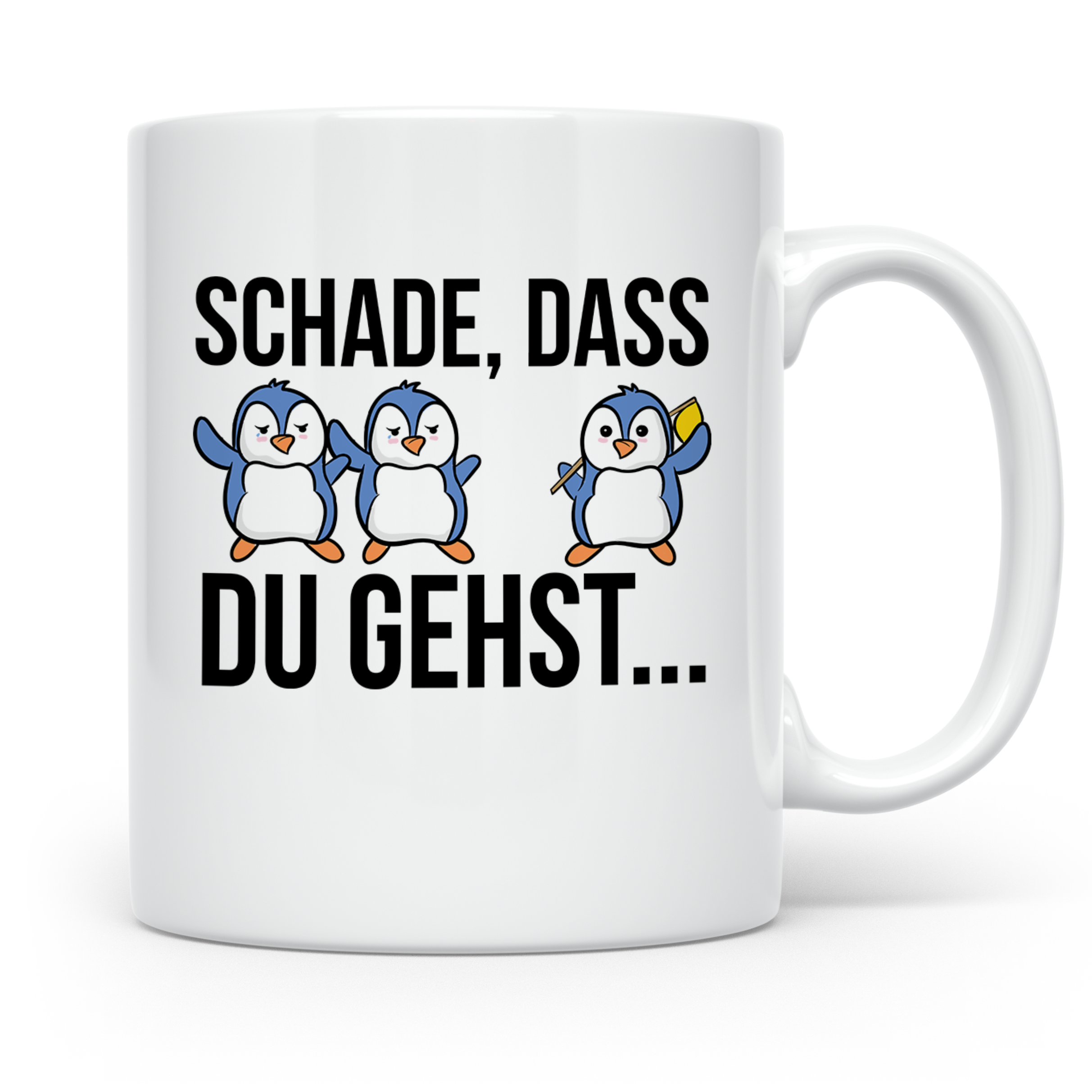 Abschiedstasse Pinguin für Kollege bei Jobwechsel Kündigung  – Weiß [farbe:weiß]