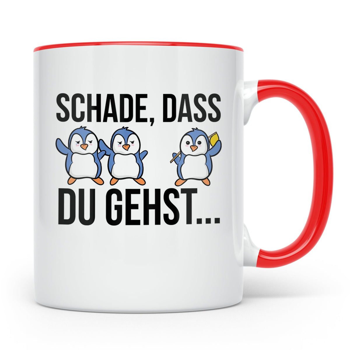 Abschiedstasse Pinguin für Kollege bei Jobwechsel Kündigung  – Rot [farbe:rot]