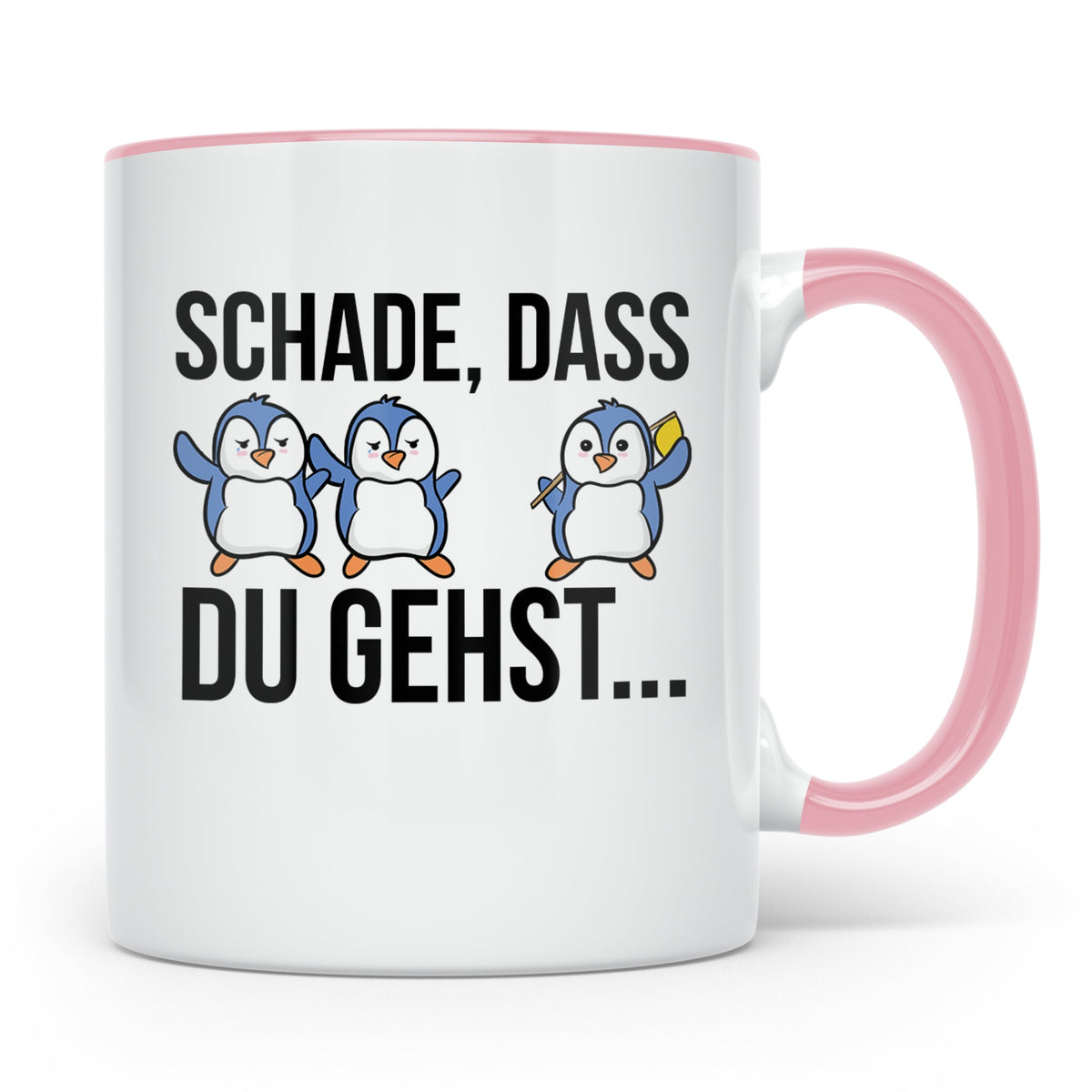 Abschiedstasse Pinguin für Kollege bei Jobwechsel Kündigung  – Rosa [farbe:rosa]