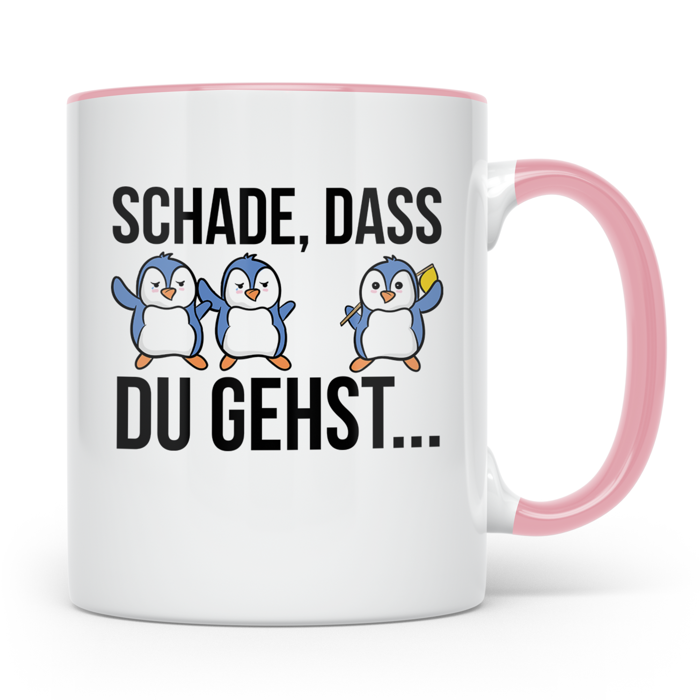 Abschiedstasse Pinguin für Kollege bei Jobwechsel Kündigung  – Rosa [farbe:rosa]