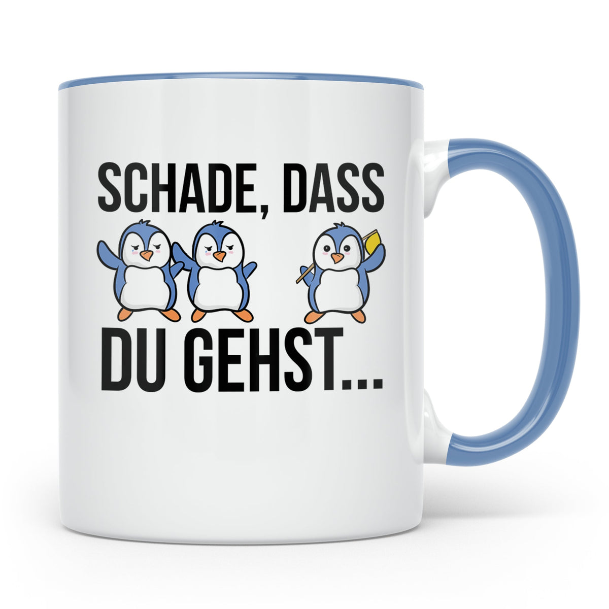 Abschiedstasse Pinguin für Kollege bei Jobwechsel Kündigung  – Blau [farbe:blau]