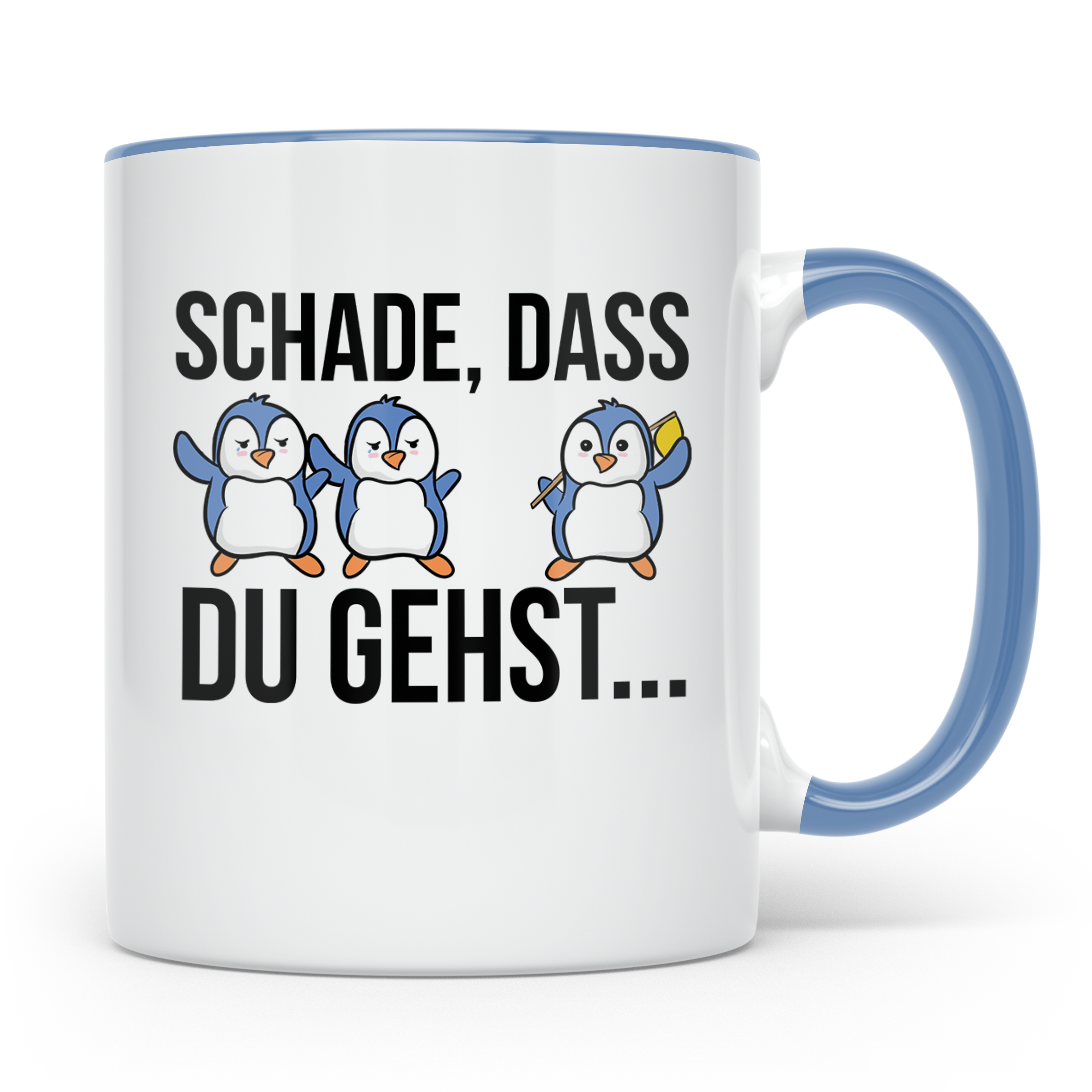 Abschiedstasse Pinguin für Kollege bei Jobwechsel Kündigung  – Blau [farbe:blau]
