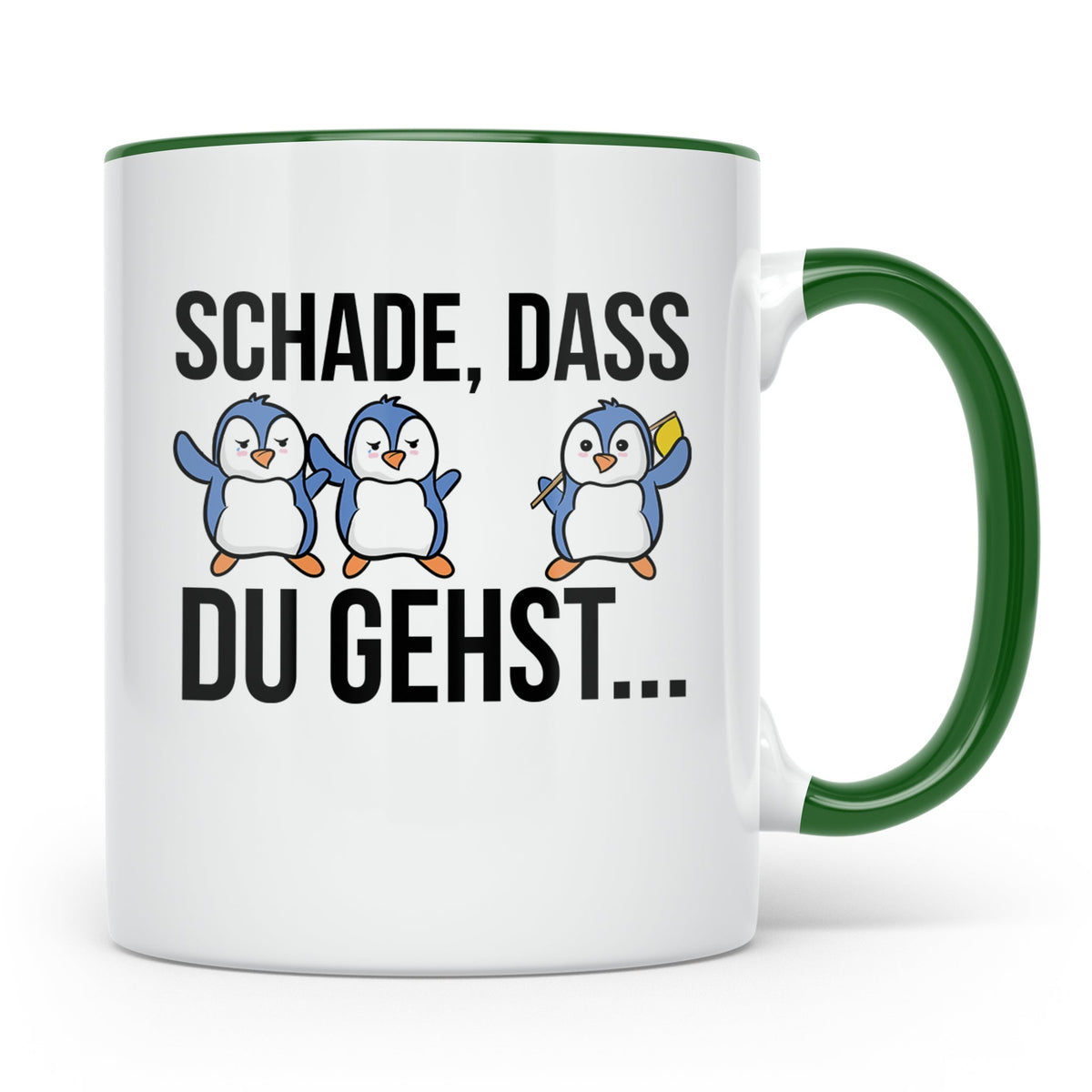 Abschiedstasse Pinguin für Kollege bei Jobwechsel Kündigung  – Grün [farbe:grün]