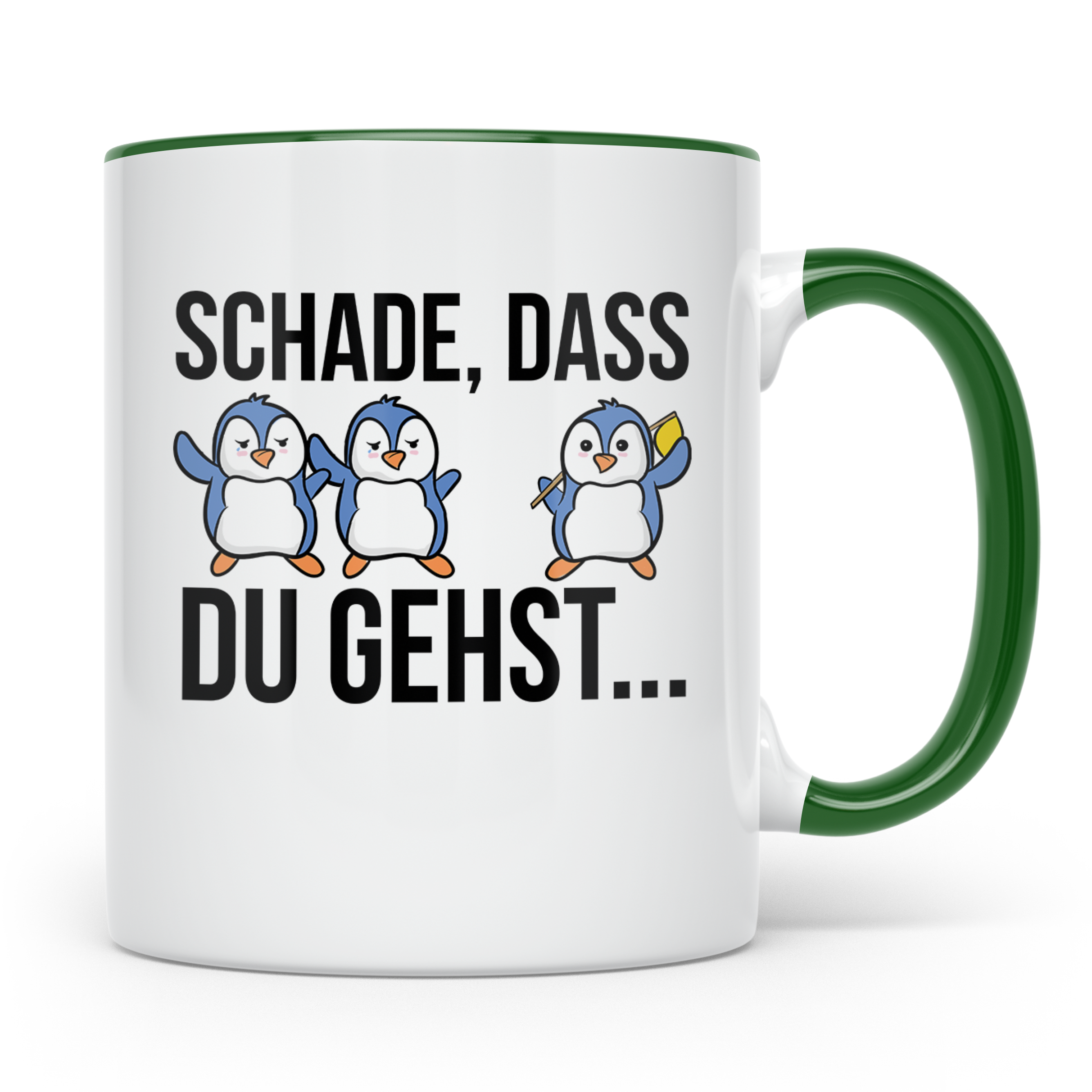 Abschiedstasse Pinguin für Kollege bei Jobwechsel Kündigung  – Grün [farbe:grün]