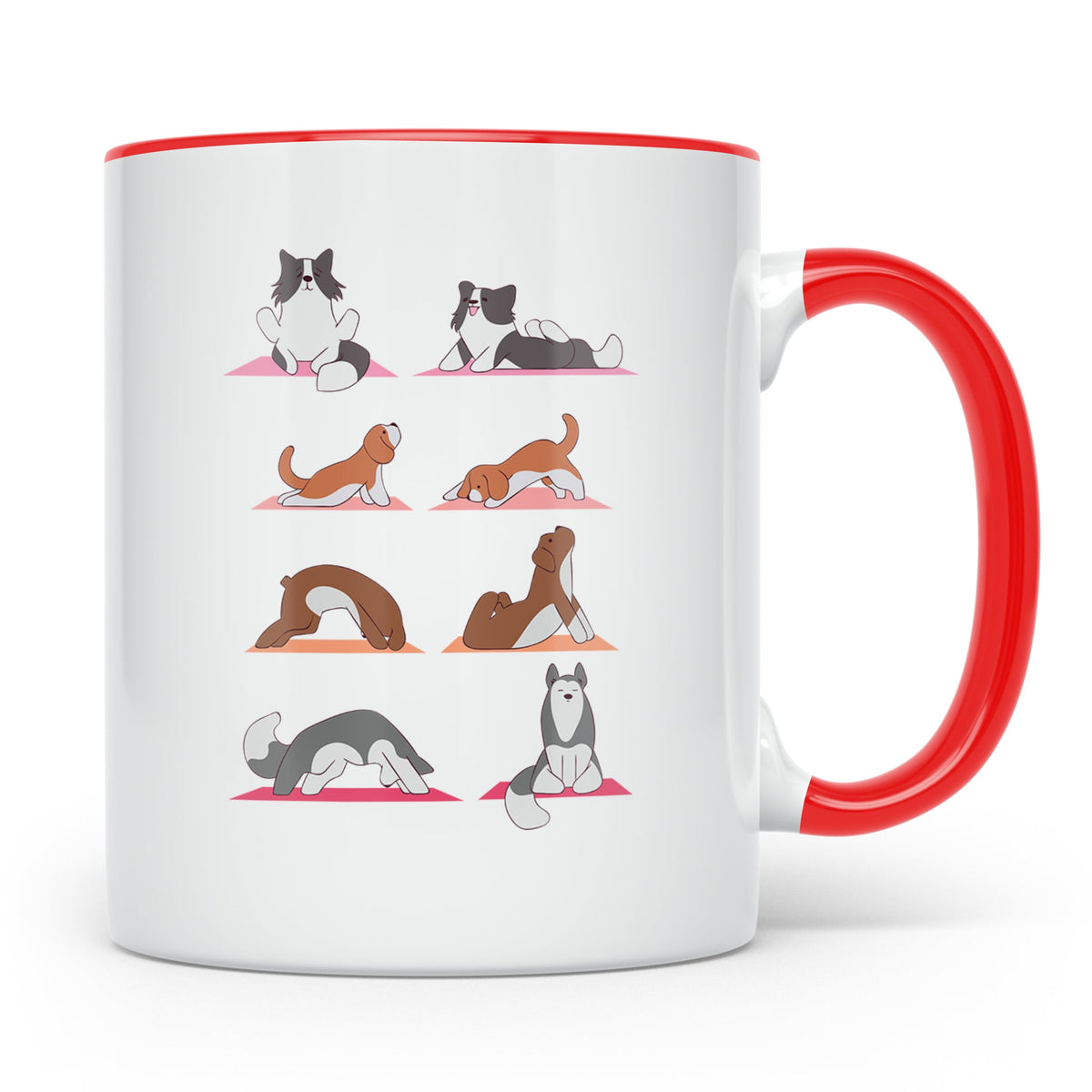Hund Yoga Tasse lustig mit Doga Motiv für Yogis & Hundeliebh – Rot [farbe:rot]