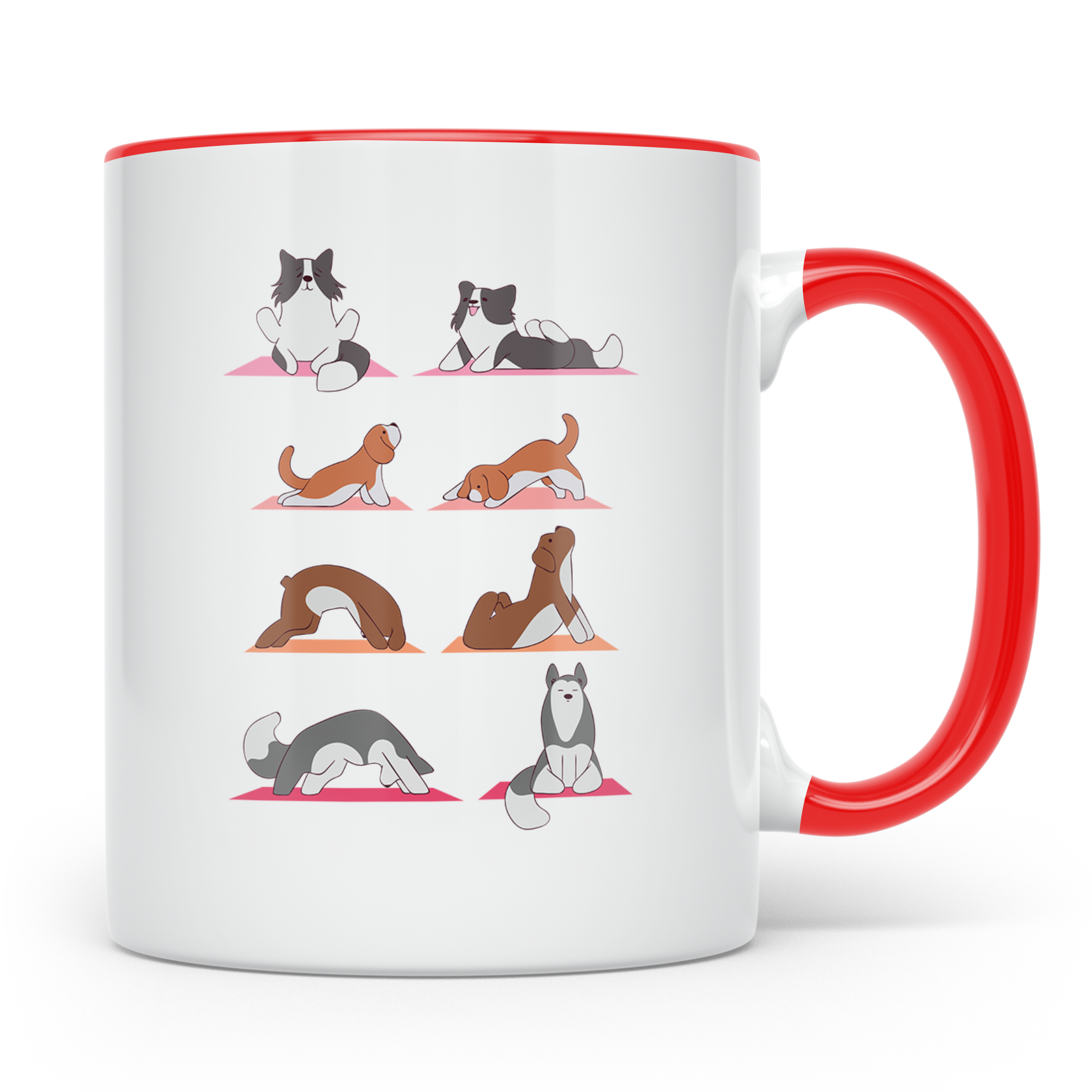 Hund Yoga Tasse lustig mit Doga Motiv für Yogis & Hundeliebh – Rot [farbe:rot]
