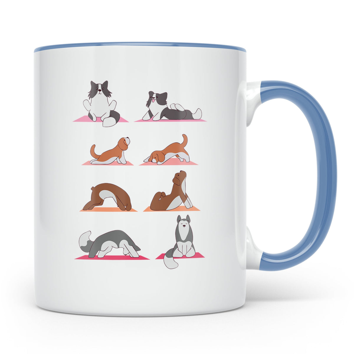 Hund Yoga Tasse lustig mit Doga Motiv für Yogis & Hundeliebh – Blau [farbe:blau]